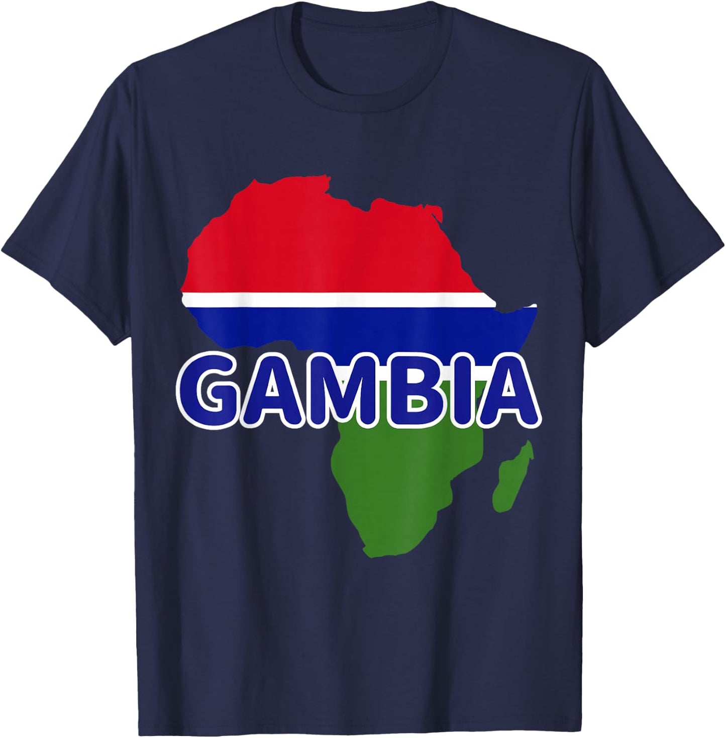 Gambia Gambian Pride Flag Map Africa Print T-Shirt - T-Shirt | Navy