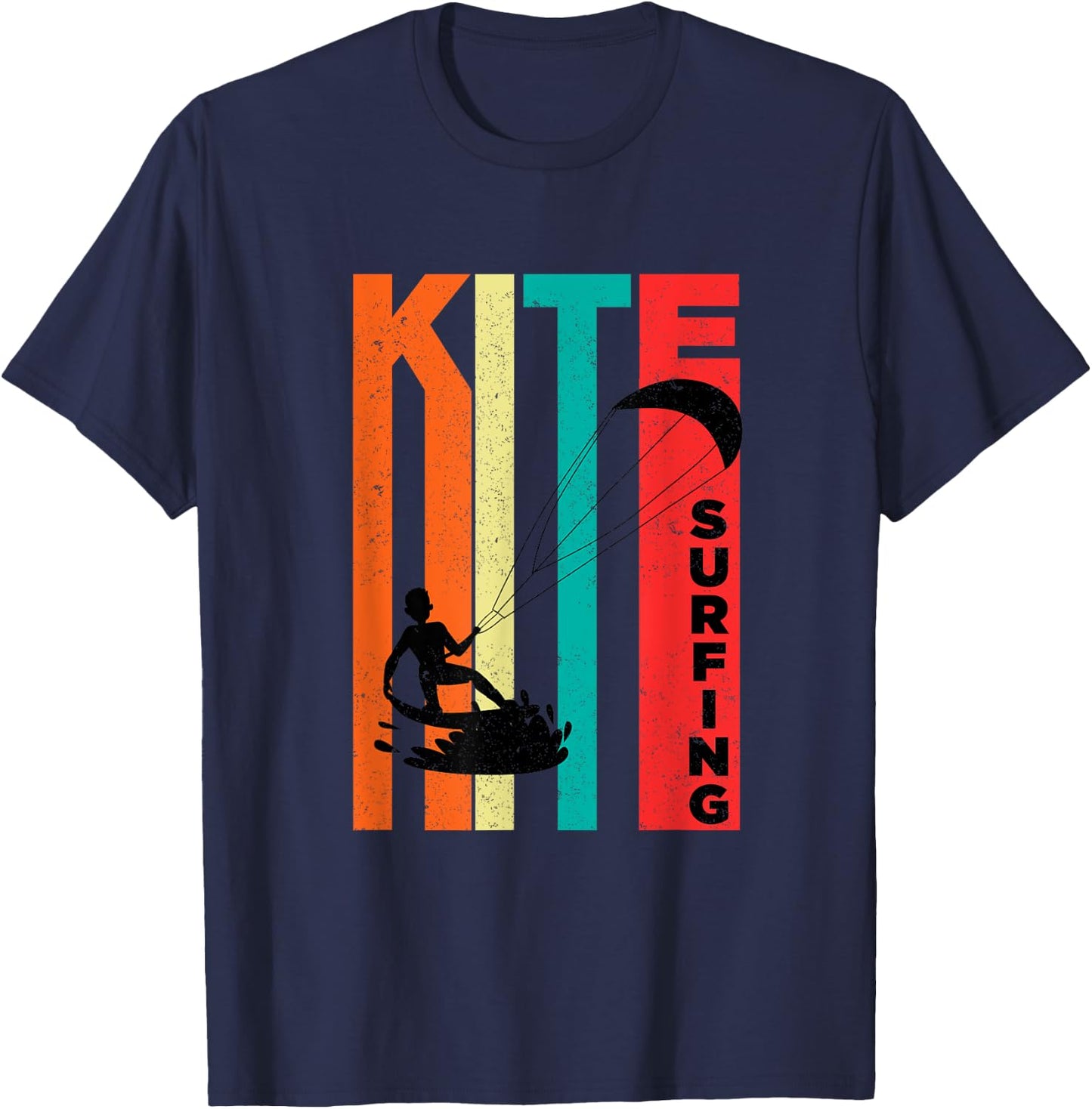 Kitesurfing Retro Vintage Kiteboard Kitesurfer Surfing Gift T-Shirt - T-Shirt | Navy