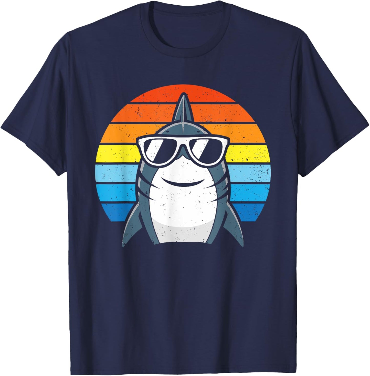 Retro Cool Shark with Sunglasses Kids Boys Men Funny Shark T-Shirt - T-Shirt | Navy