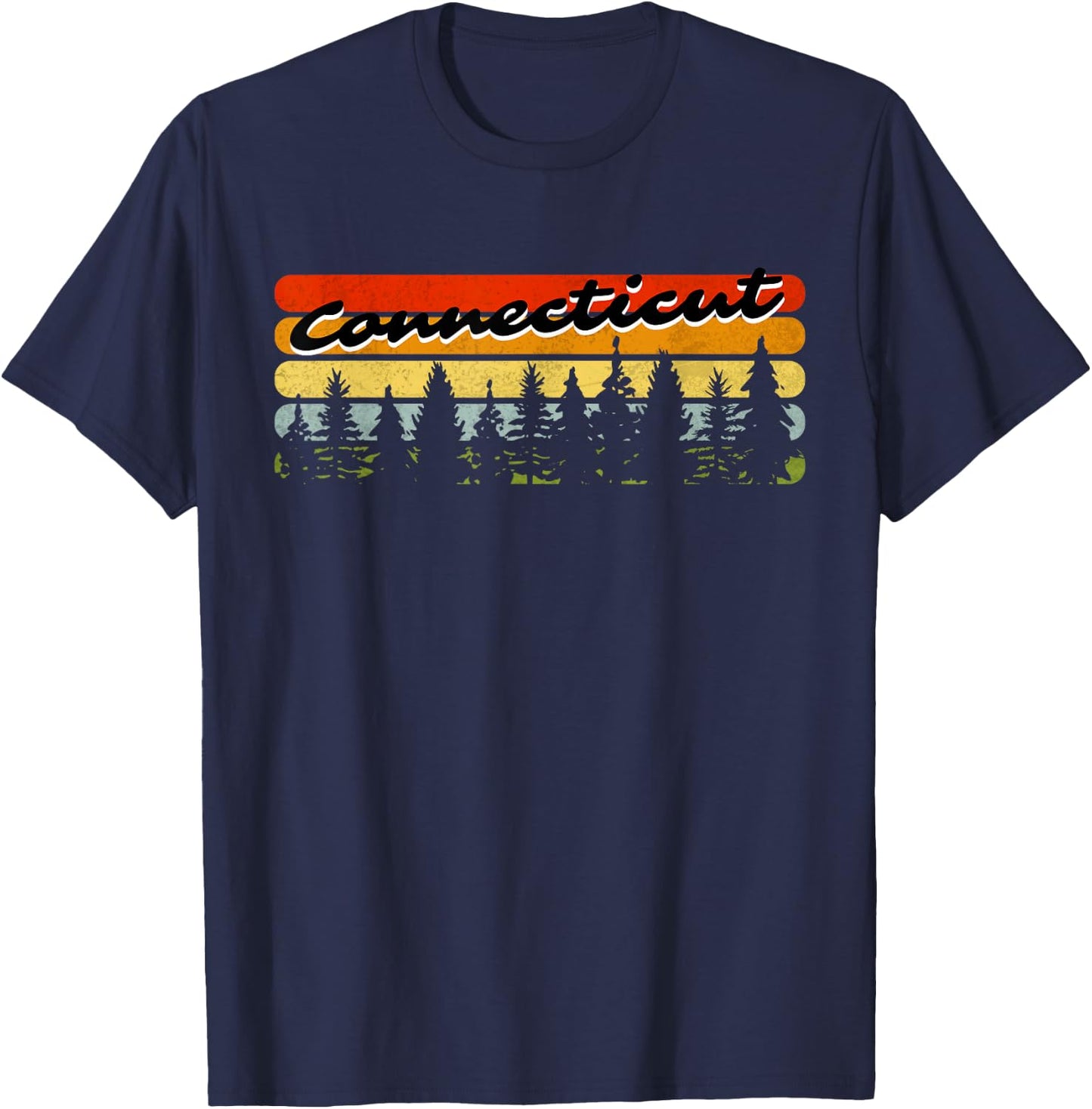 Connecticut Forest Sunset Trees Cabin Theme Souvenir T-Shirt - T-Shirt | Navy