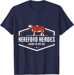 Funny Hereford Cow Farmer Hereford Rencher Cattle Bull Beef T-Shirt - T-Shirt | Navy