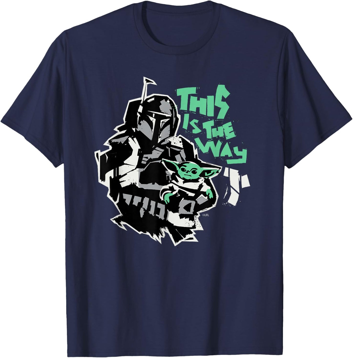 Star Wars The Mandalorian and Grogu This is the Way Raw T-Shirt - T-Shirt | Navy