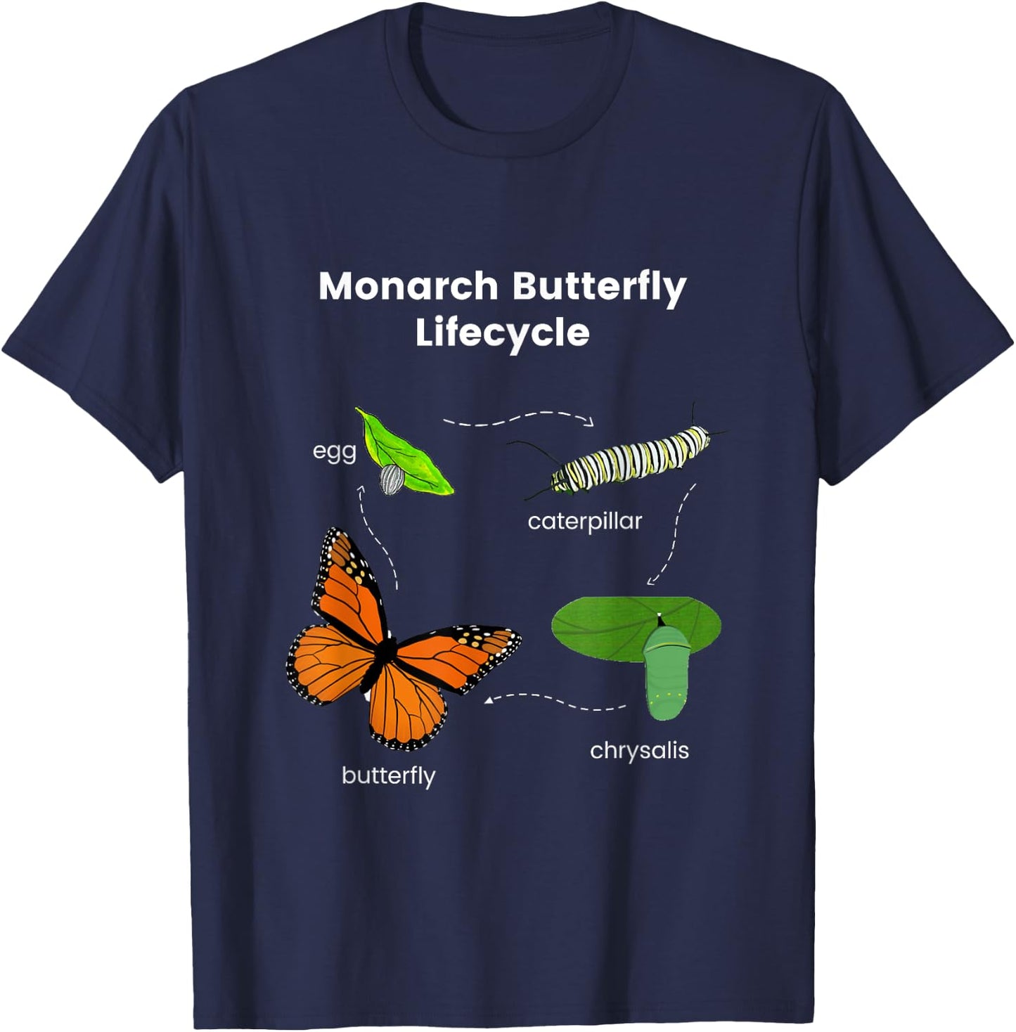 Monarch Butterfly Lifecycle T-Shirt - T-Shirt | Navy