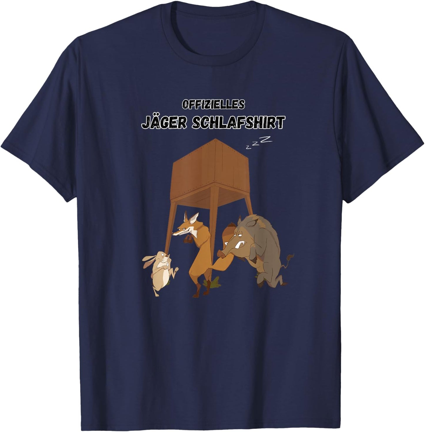 Offizielles Jäger Schlafshirt Wildschwein Fuchs und Hase T-Shirt - T-Shirt | Navy