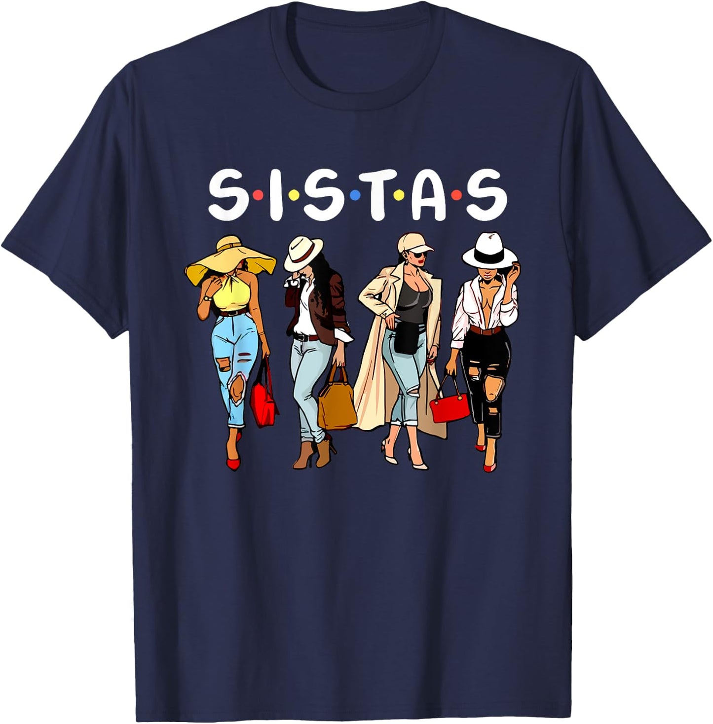 Women Proud Black Sistas Queen Melanin African American T-Shirt - T-Shirt | Navy