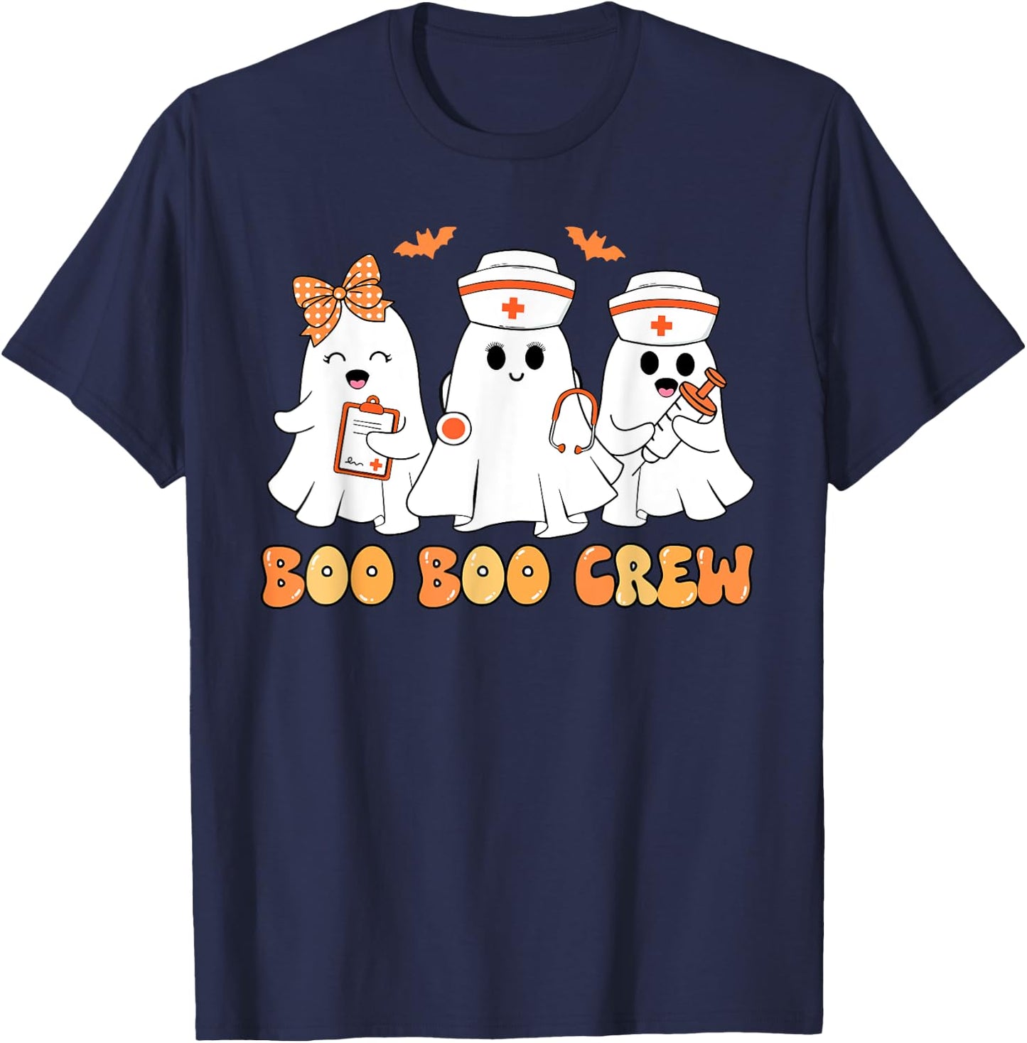Boo Boo Crew Nurse Halloween Cute Ghost Girl Women Costume T-Shirt - T-Shirt | Navy