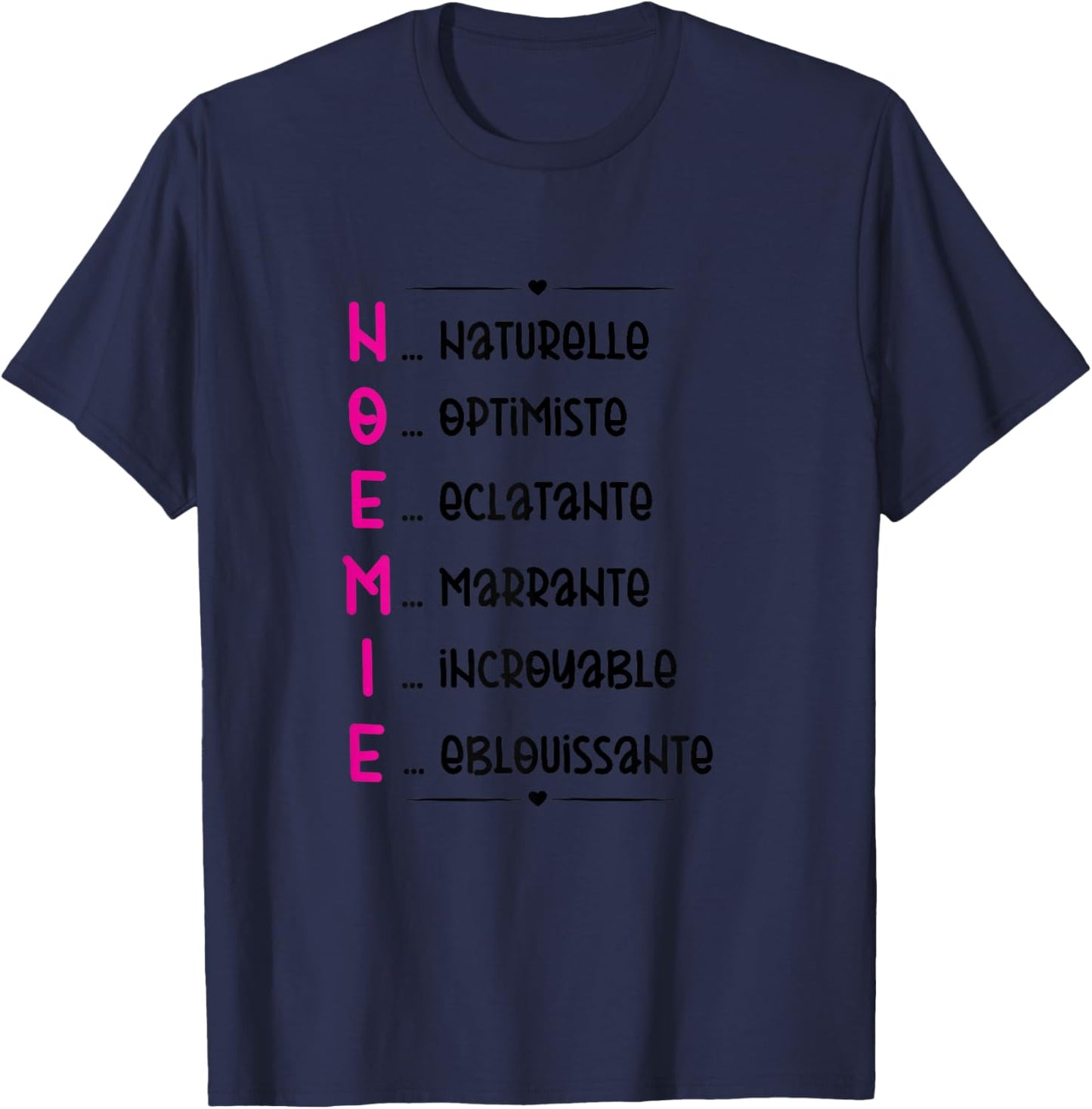 Noémie Prenom Personnalisé Femme Cadeau Prenom Noemie Girls' , Black, S T-Shirt - T-Shirt | Navy