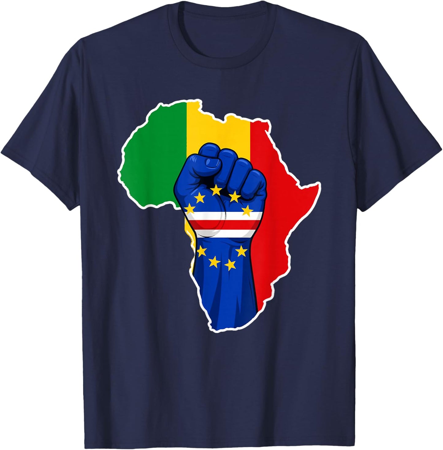 Cape Verdean African Pride Flag Love Cape Verde T-Shirt - T-Shirt | Navy
