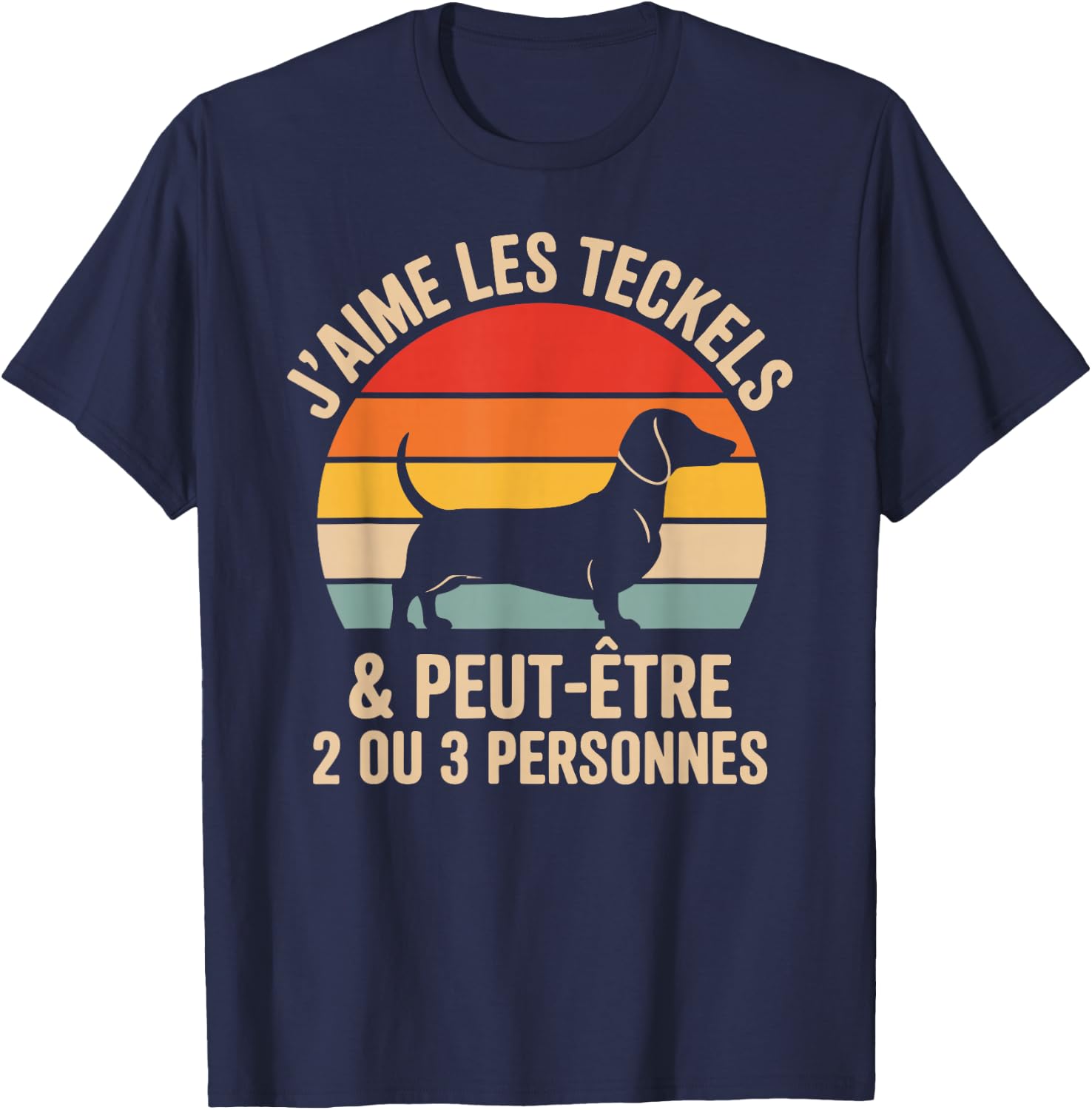 Teeshirt Dachshund Dog J'aime Les Dachshunds and 2 or 3 People T-Shirt - T-Shirt | Navy
