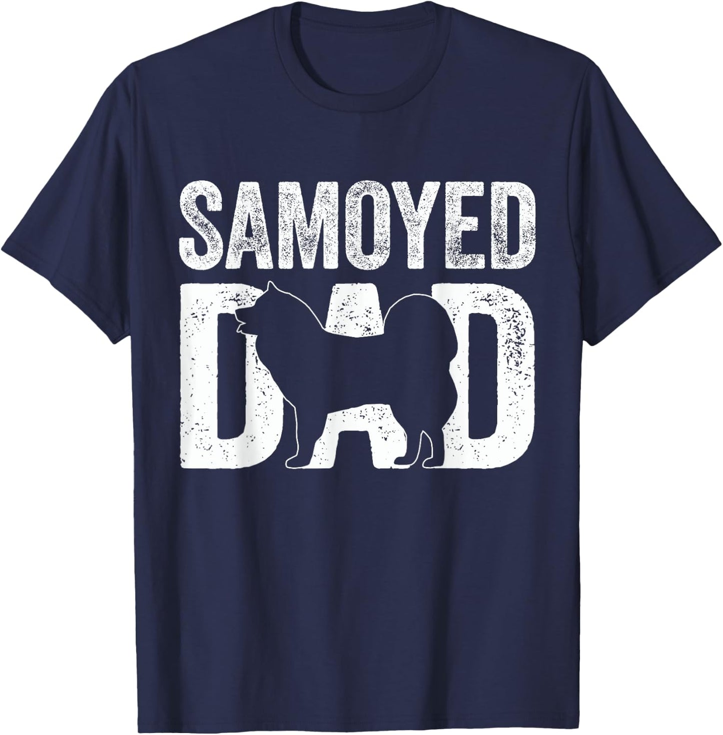 Retro Samoyed Dad Papa Father's Day Samoyed Silhouette T-Shirt - T-Shirt | Navy