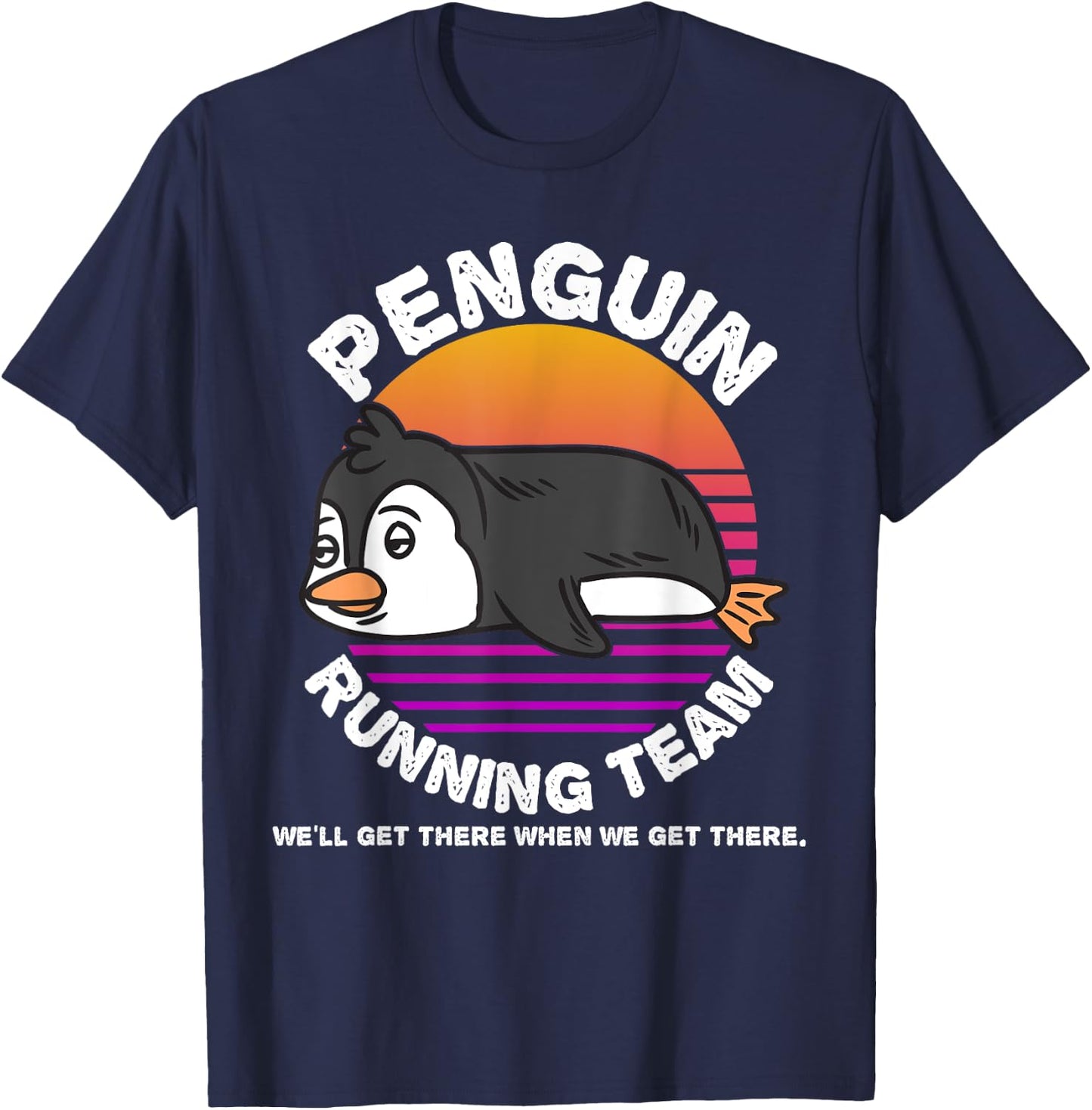 Funny Penguin Running Team Shirt Kids Men Women Gift T-Shirt - T-Shirt | Navy