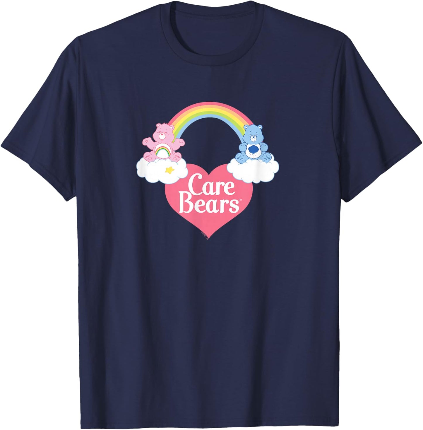 Care Bears Logo with Cheer Bear and Grumpy Bear Cartoon T-Shirt - T-Shirt | Navy