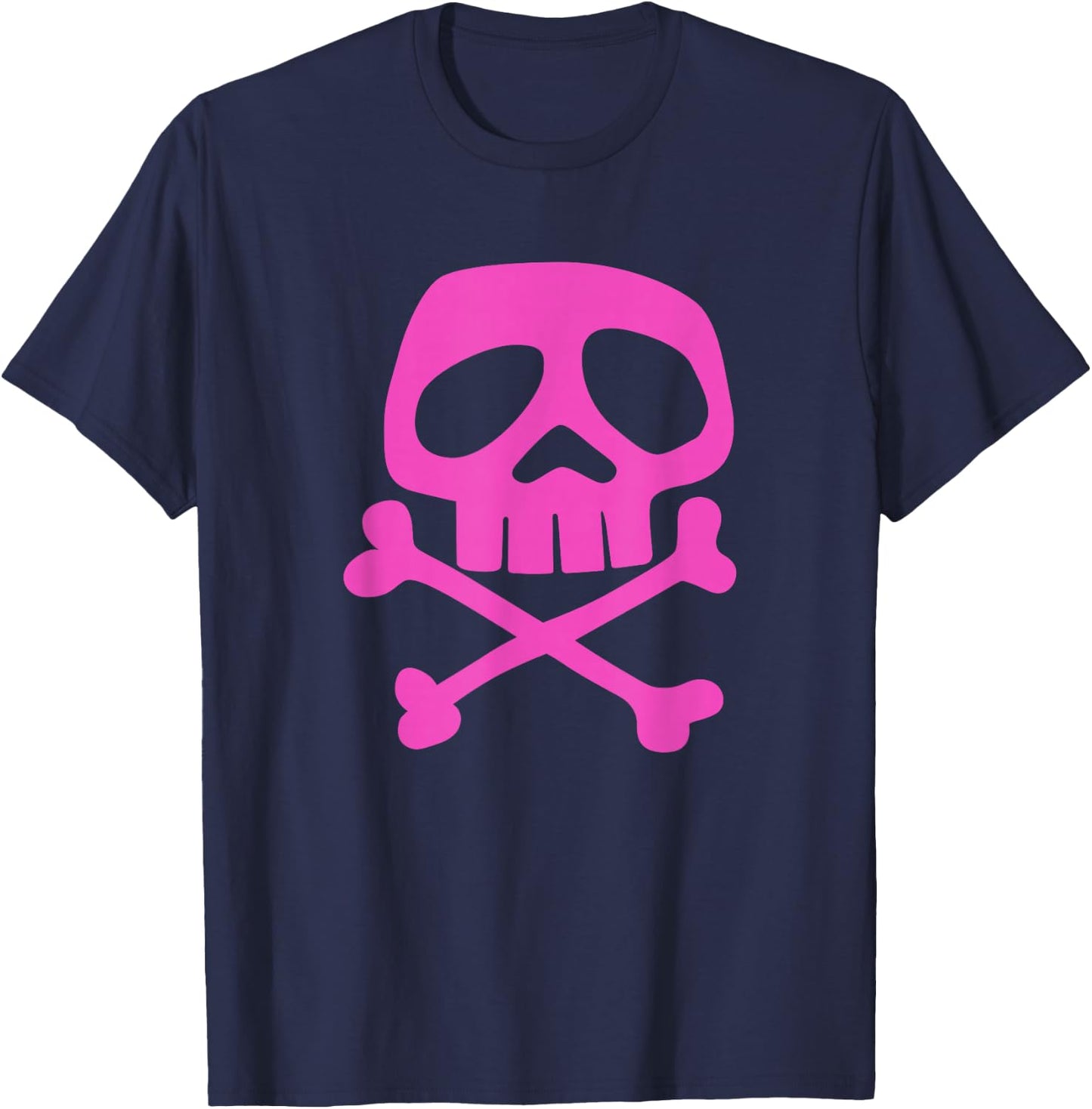 Pink Punk Rock Skull and Bones - 1980's Punk Rock T-Shirt - T-Shirt | Navy