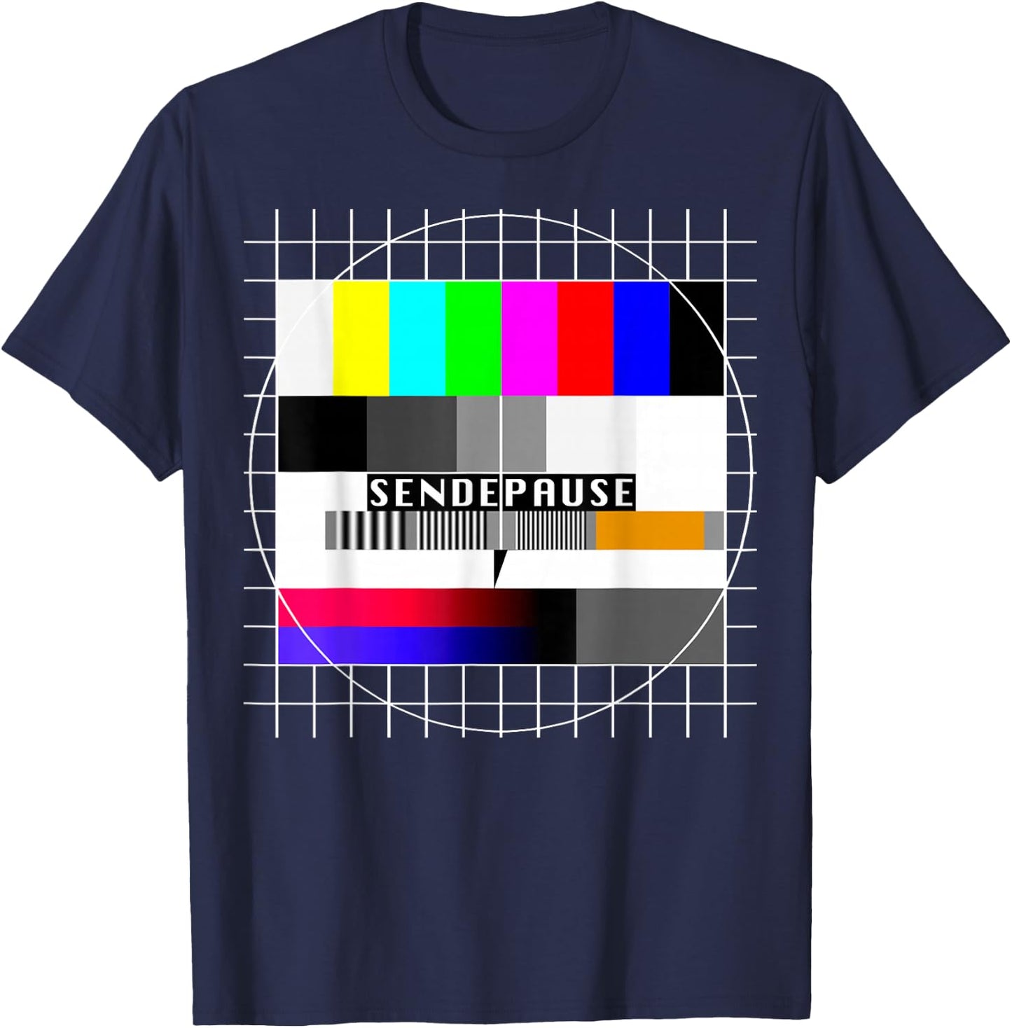 90er Outfit & 80er Motto Party Oldschool Geschenk Testbild Sendepause 90s Party 80s Outfit Costume Black Adult Small T-Shirt - T-Shirt | Navy