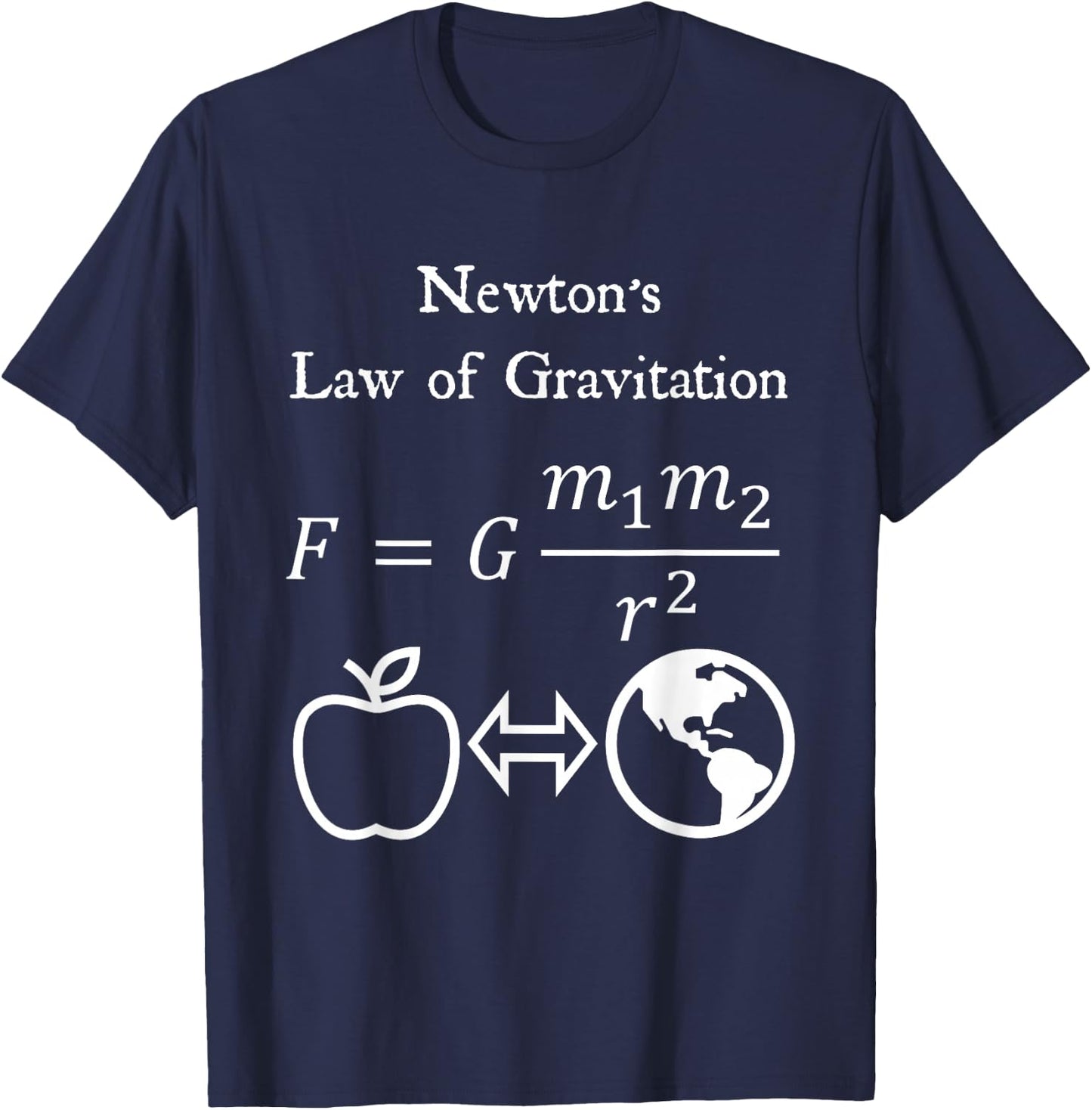 Newton's Law of Gravitation Physics Math Teacher Nerdy T-Shirt - T-Shirt | Navy