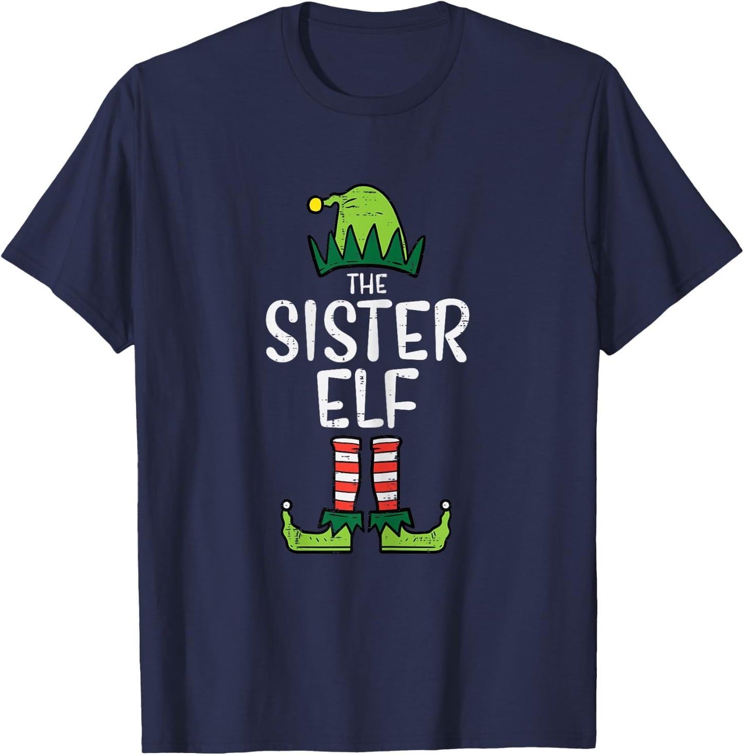 Sister Elf Xmas PJs Matching Christmas Pajamas For Family T-Shirt - T-Shirt | Navy