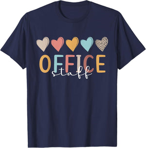 Office Staff Hearts Front Office Staff School Office Staff T-Shirt - T-Shirt | Navy