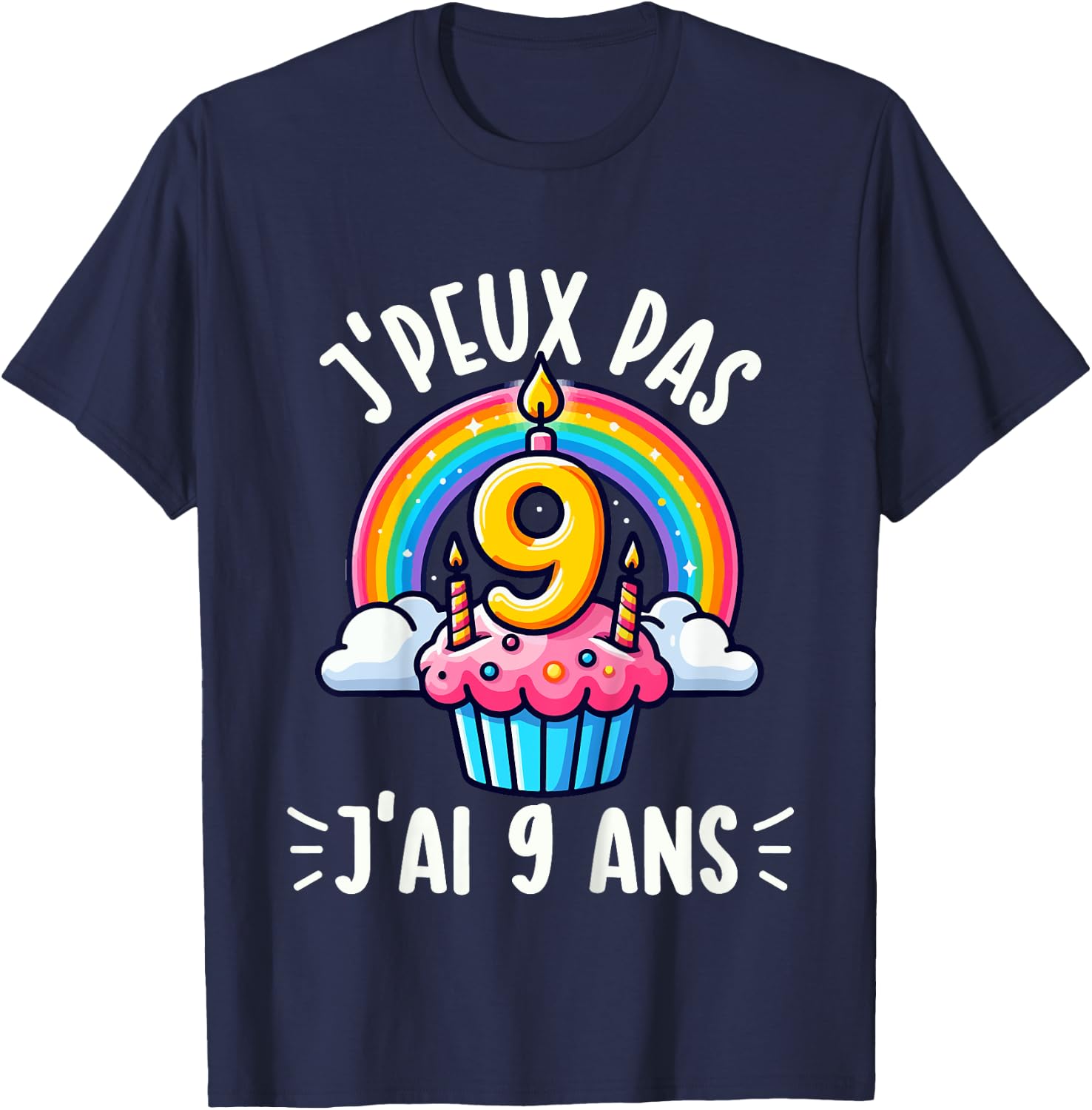 Kids Je Peux Pas Je ai 9 Ans Anniversaire Funny Funny Kawaii , Black, 2 T-Shirt - T-Shirt | Navy