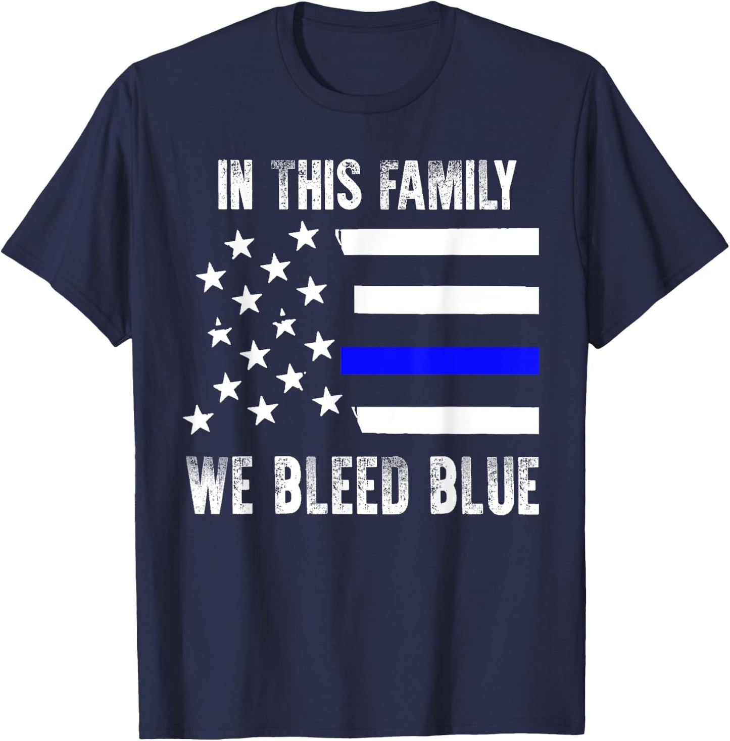 Police Cop Officer Shirt We Bleed Blue US Flag Gift T-Shirt - T-Shirt | Navy