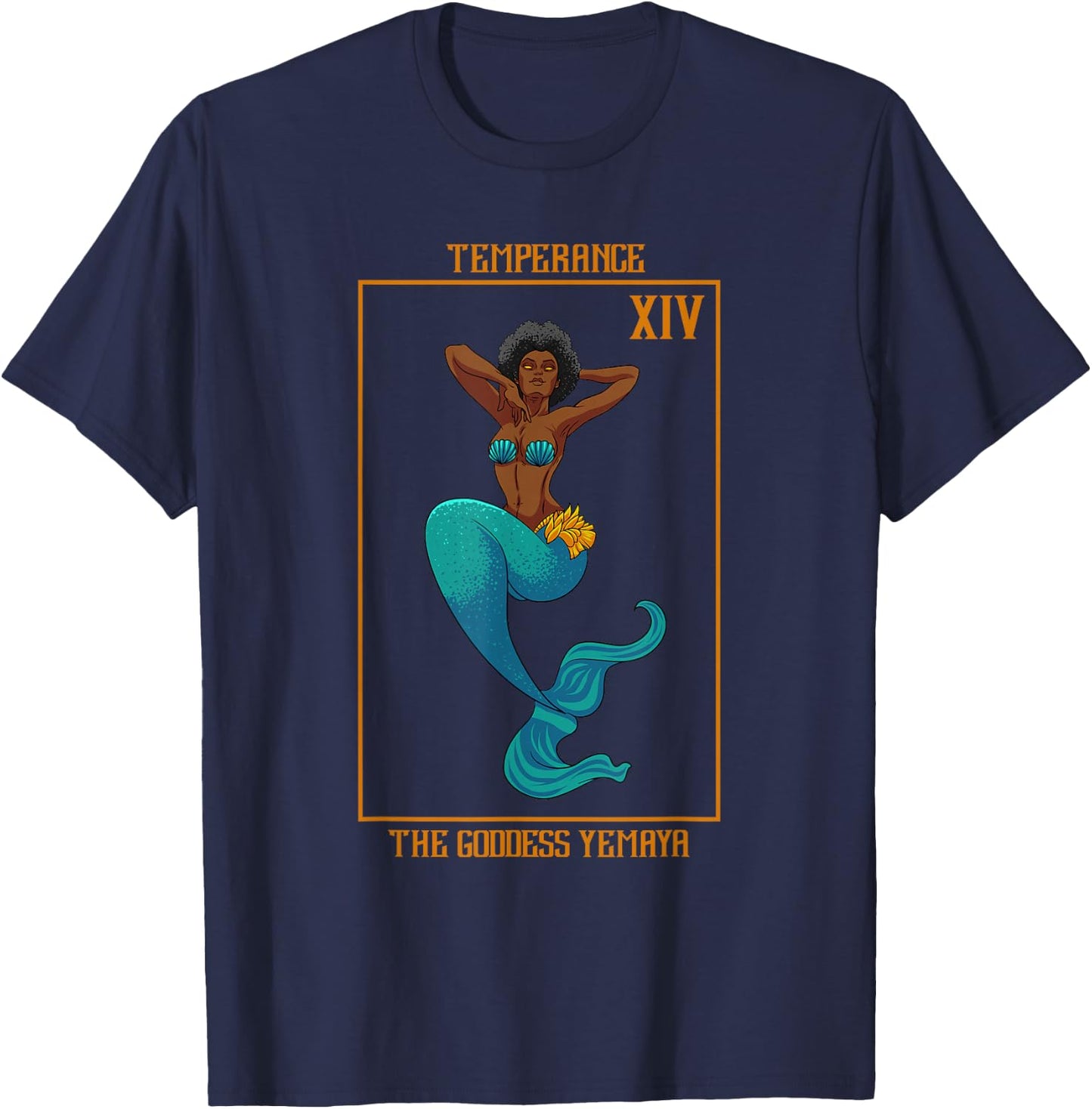 Orisha Yemaya Yemoja 7 African Powers Tarot African Mermaid T-Shirt - T-Shirt | Navy