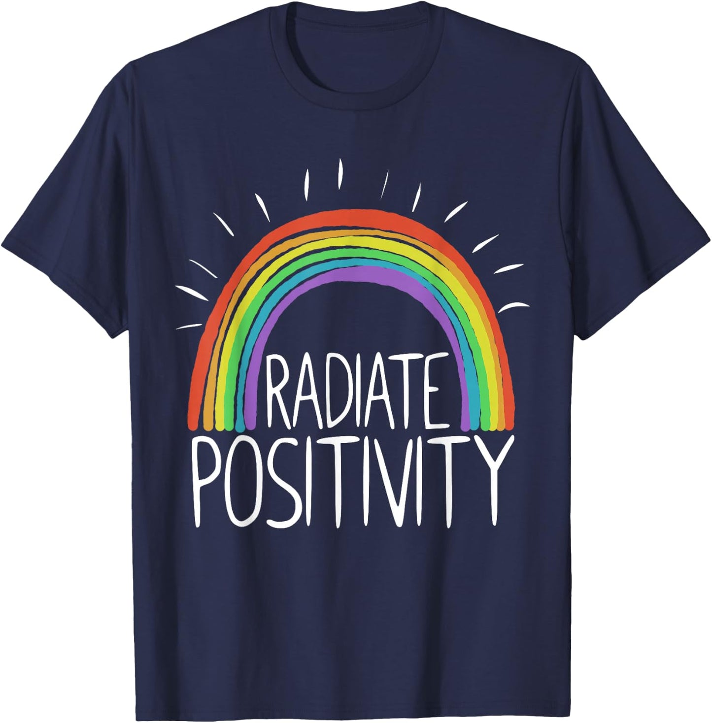Rainbow Rays Positive Motivation T-Shirt - T-Shirt | Navy