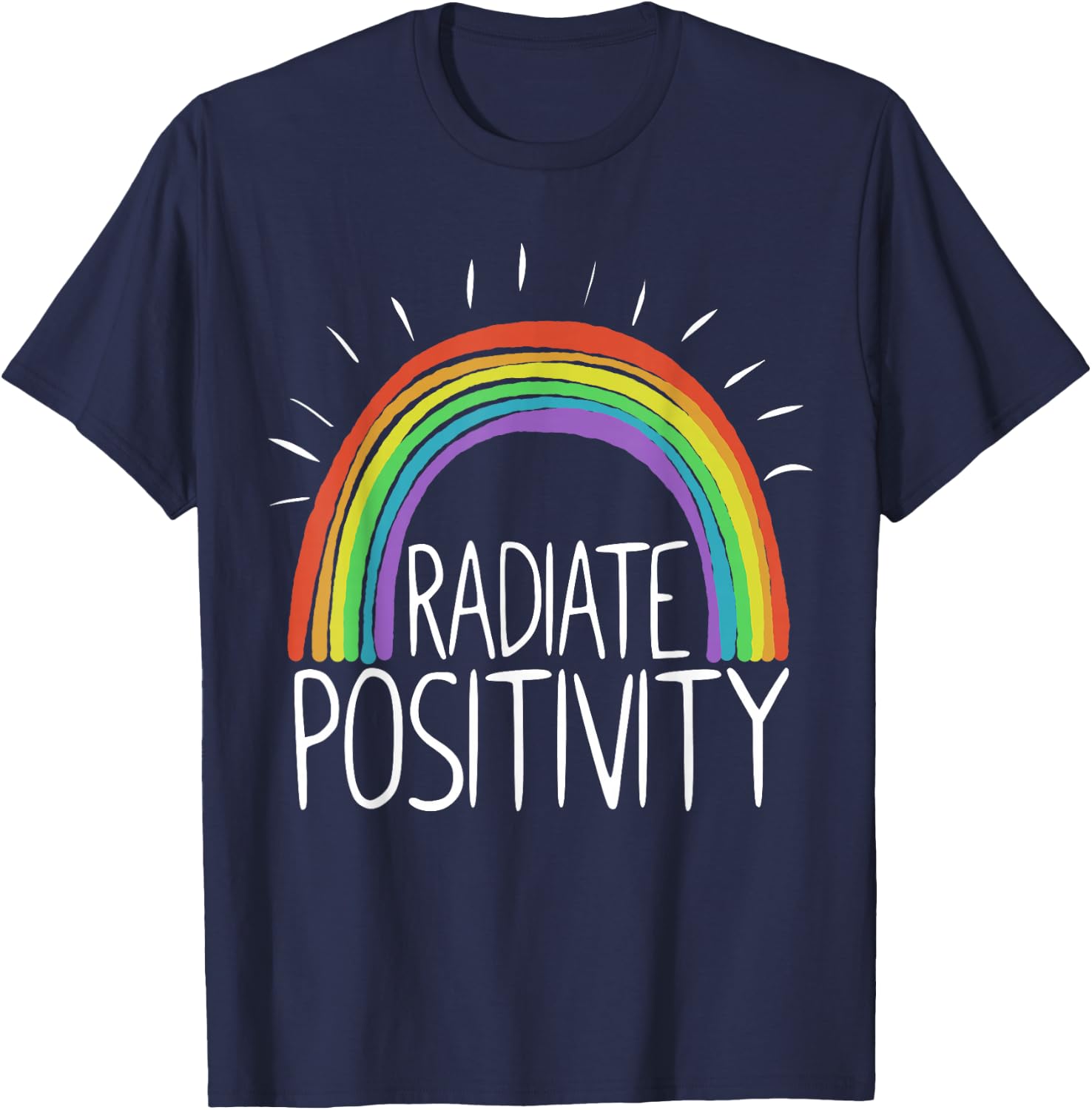 Rainbow Rays Positive Motivation T-Shirt - T-Shirt | Navy