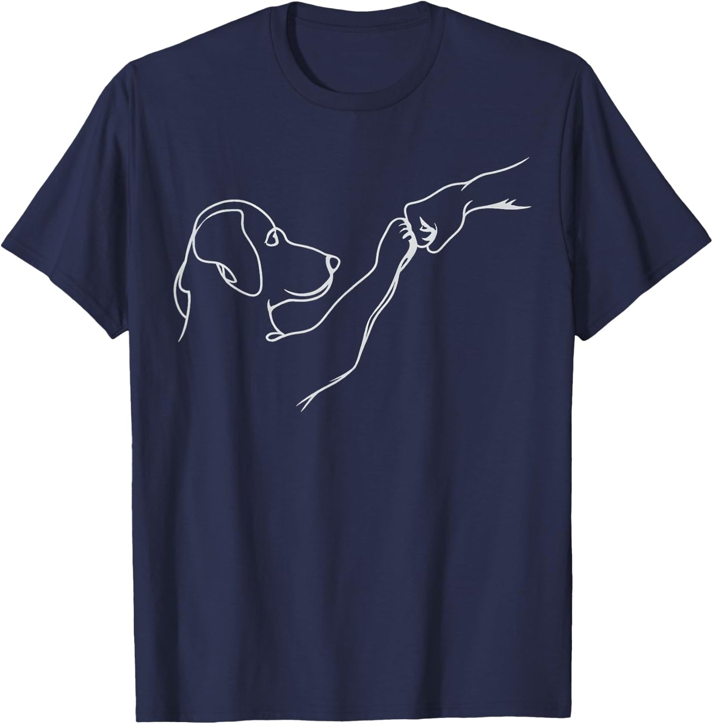 Dog and People Hitting Hand Dog Man Friendship Bump Dog Paw , black, S T-Shirt - T-Shirt | Navy