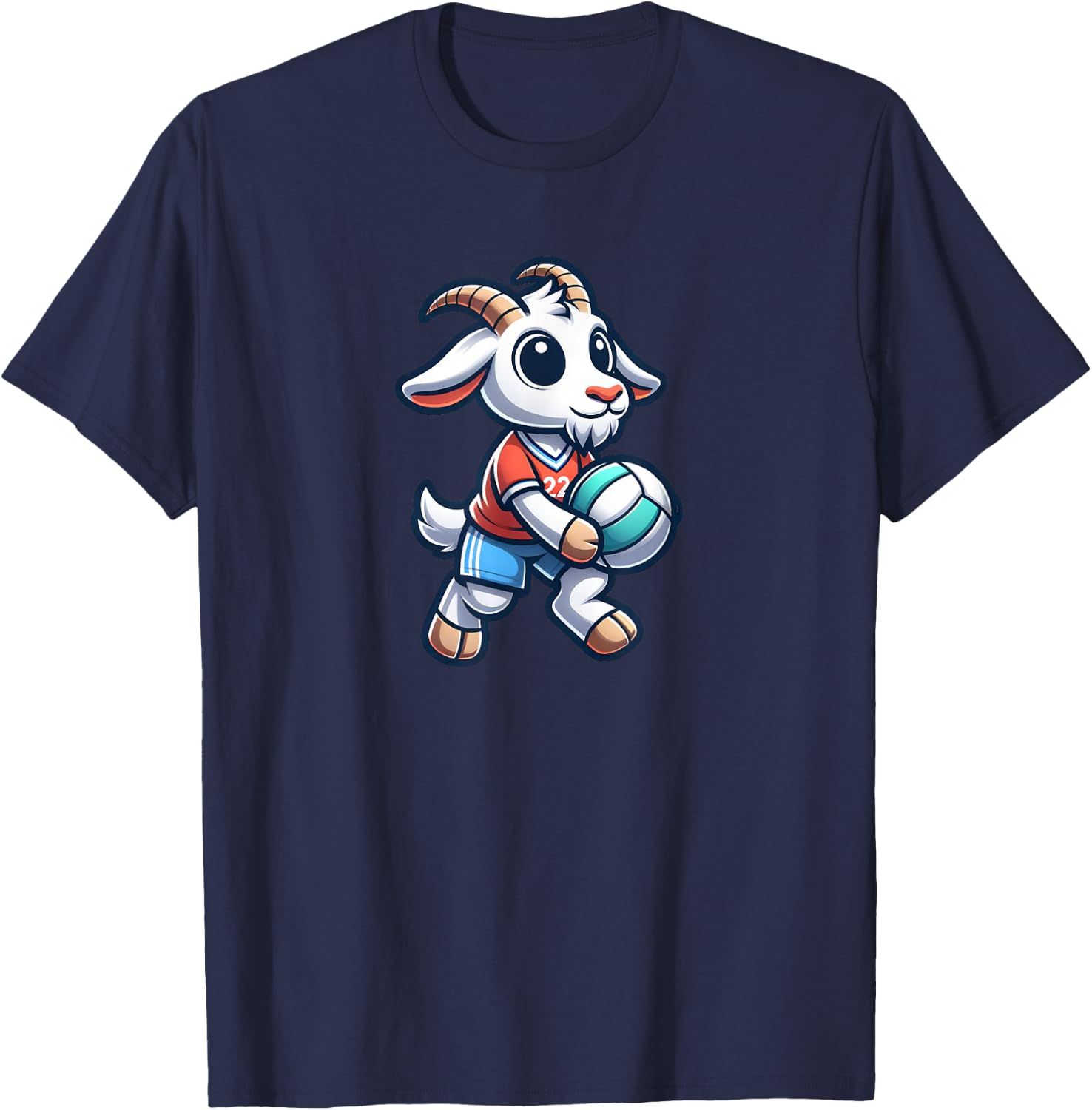 Unique Goat Volleyball Player Team Spirit Art T-Shirt - T-Shirt | Navy
