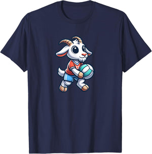 Unique Goat Volleyball Player Team Spirit Art T-Shirt - T-Shirt | Navy