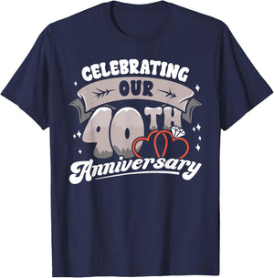 40th Wedding Anniversary Celebrating 40 Years Matching Gift T-Shirt - T-Shirt | Navy