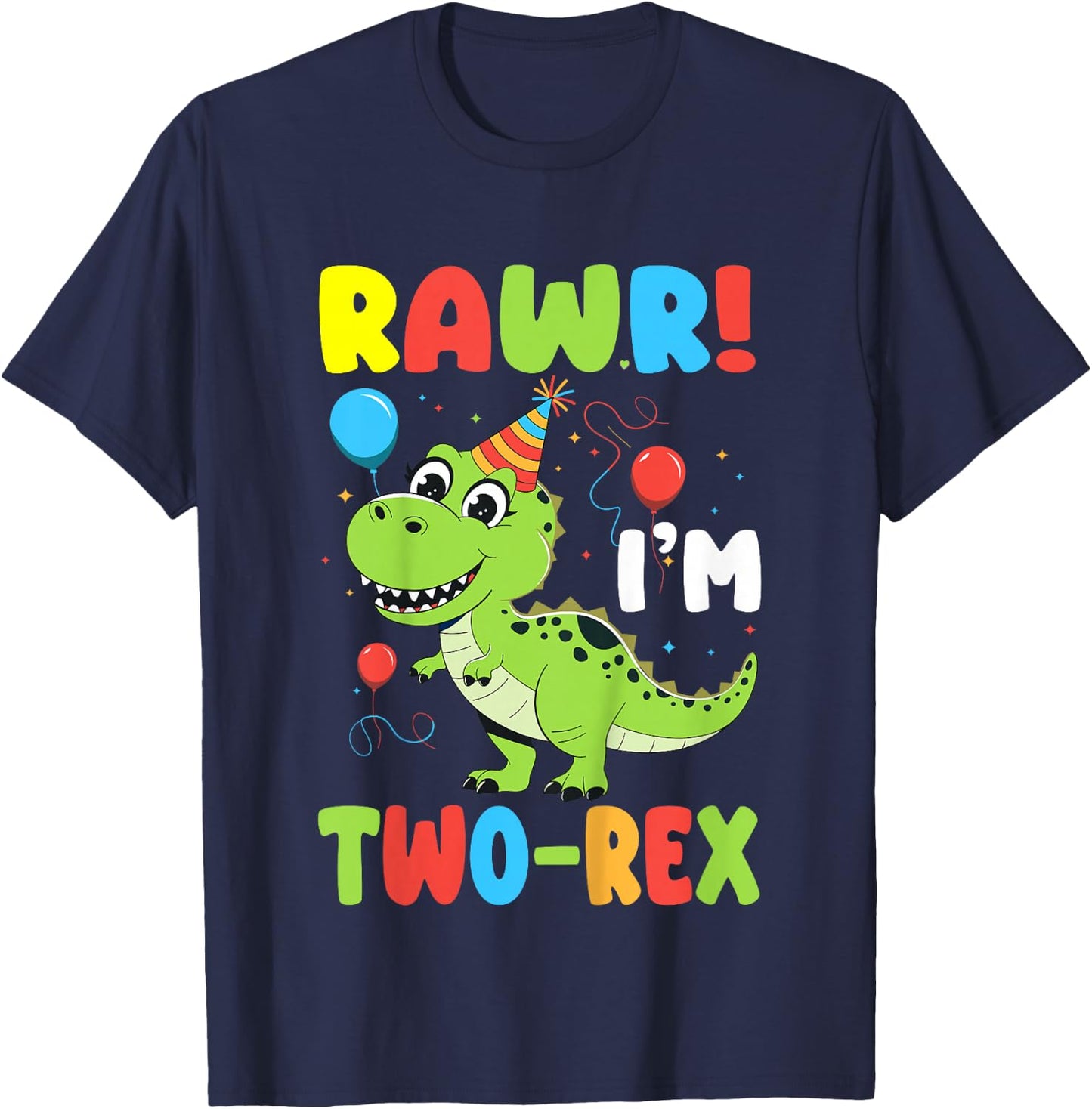 Kids Rawr I'm Two-Rex Dinosaur Kids 2nd Birthday 2 Years Old T-Shirt - T-Shirt | Navy