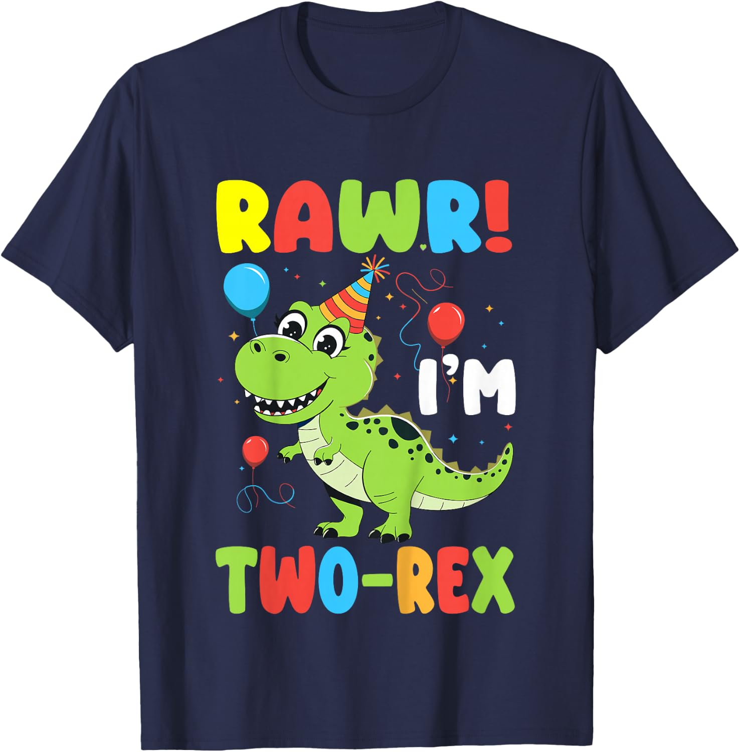 Kids Rawr I'm Two-Rex Dinosaur Kids 2nd Birthday 2 Years Old T-Shirt - T-Shirt | Navy
