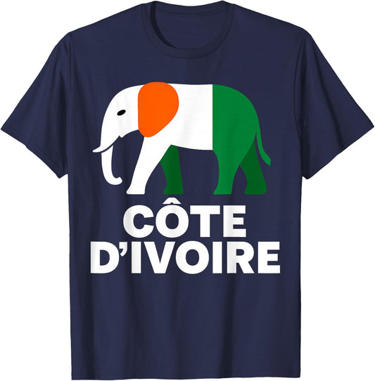 Ivory Coast Elephant Côte d’Ivoire Flag. Men, Women & Kids T-Shirt - T-Shirt | Navy