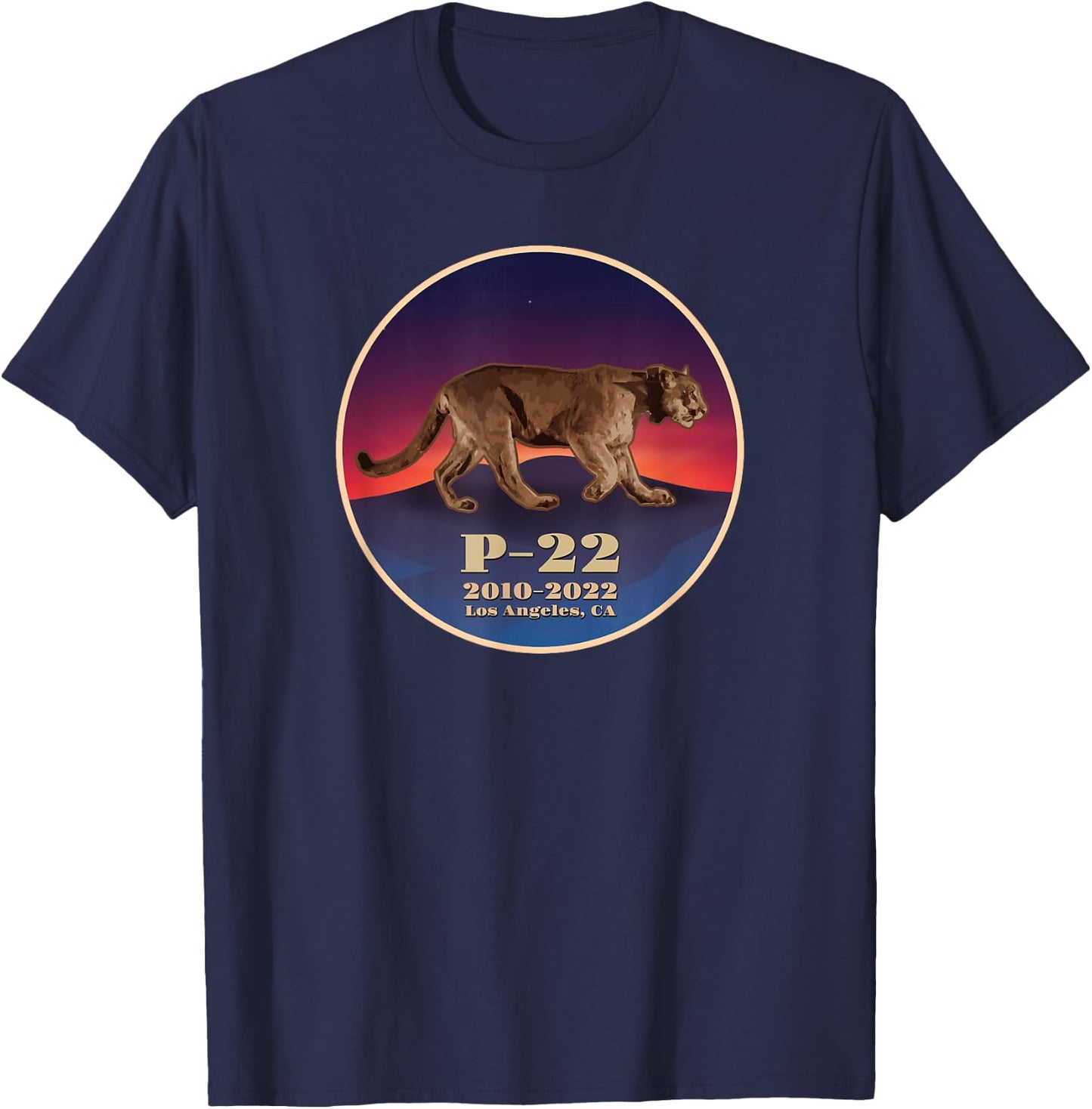 Hollywood Mountain Lion P-22 Los Angeles Cougar T-Shirt - T-Shirt | Navy