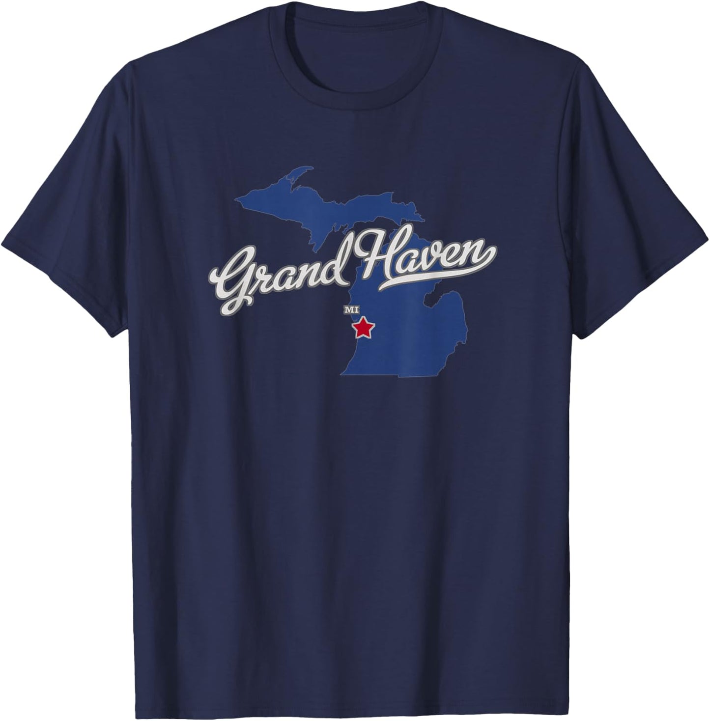 Grand Haven Michigan MI Map T-Shirt - T-Shirt | Navy