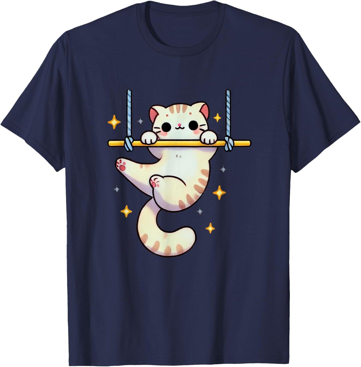 Hang In There Aerial Kitty Aerialist Cat Trapeze Men Women Kids T-Shirt - T-Shirt | Navy