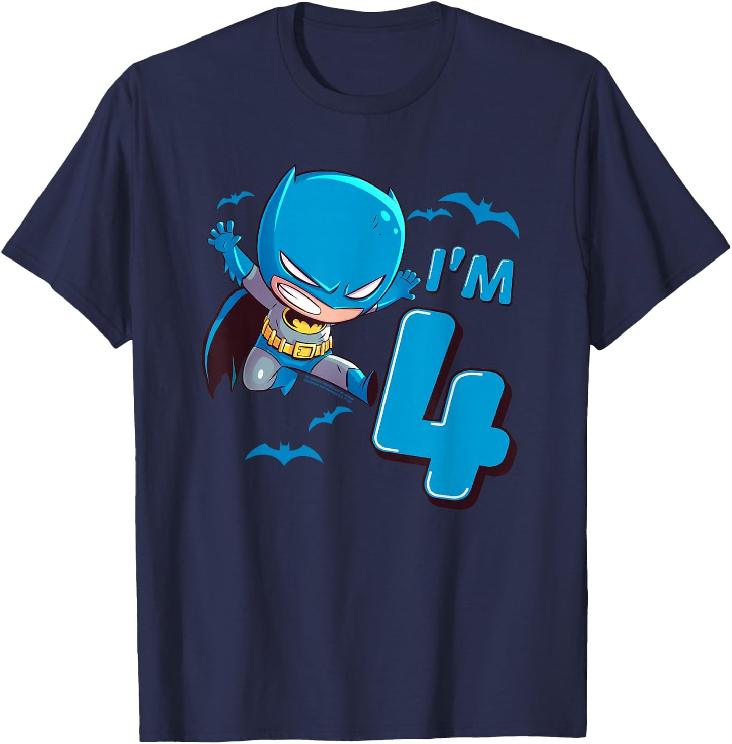 Batman 4th Birthday Cute I'm 4 T-Shirt - T-Shirt | Navy