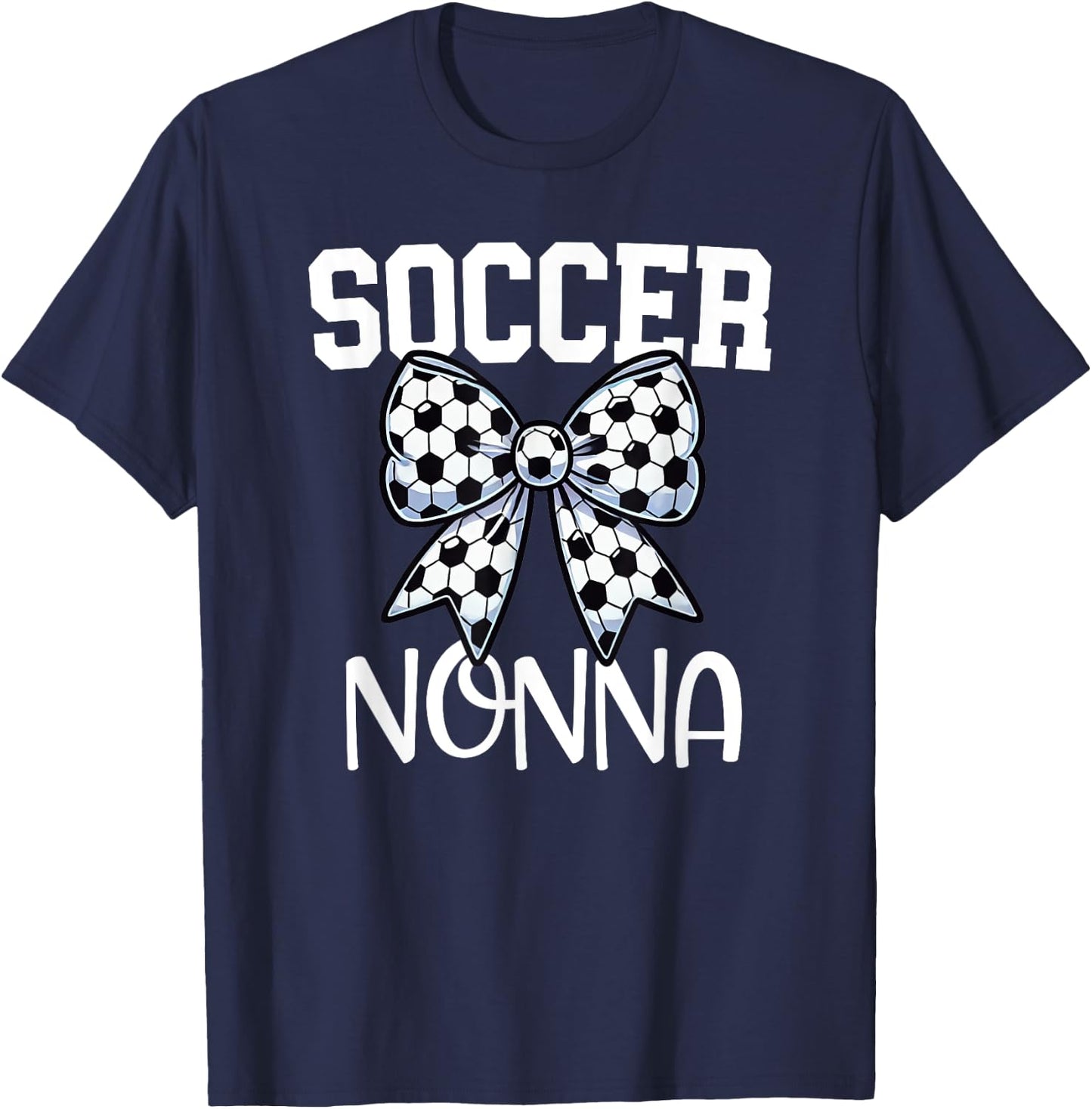 Soccer Nonna - Soccer Grandma Game day - Italian - Bow T-Shirt - T-Shirt | Navy
