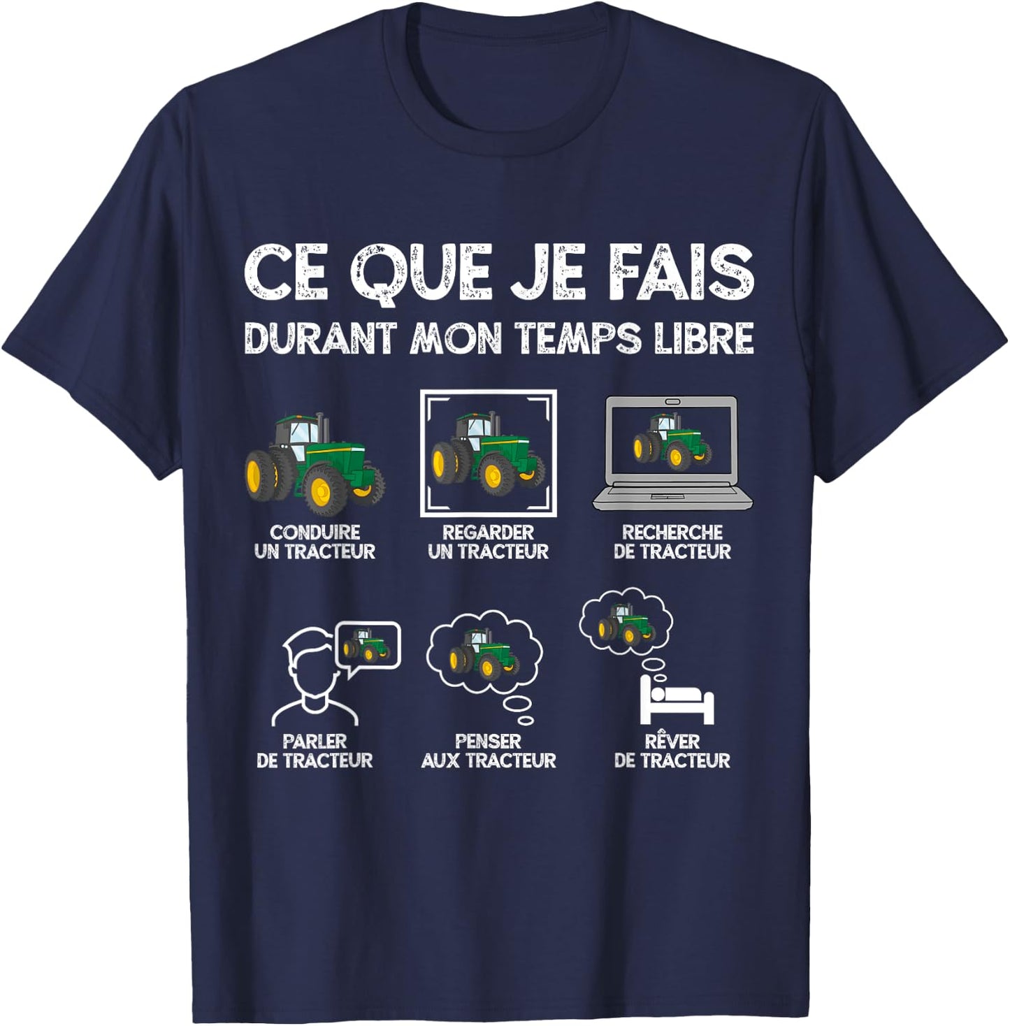Tractor Man Woman Boys Child Farmer Farmer T-Shirt - T-Shirt | Navy