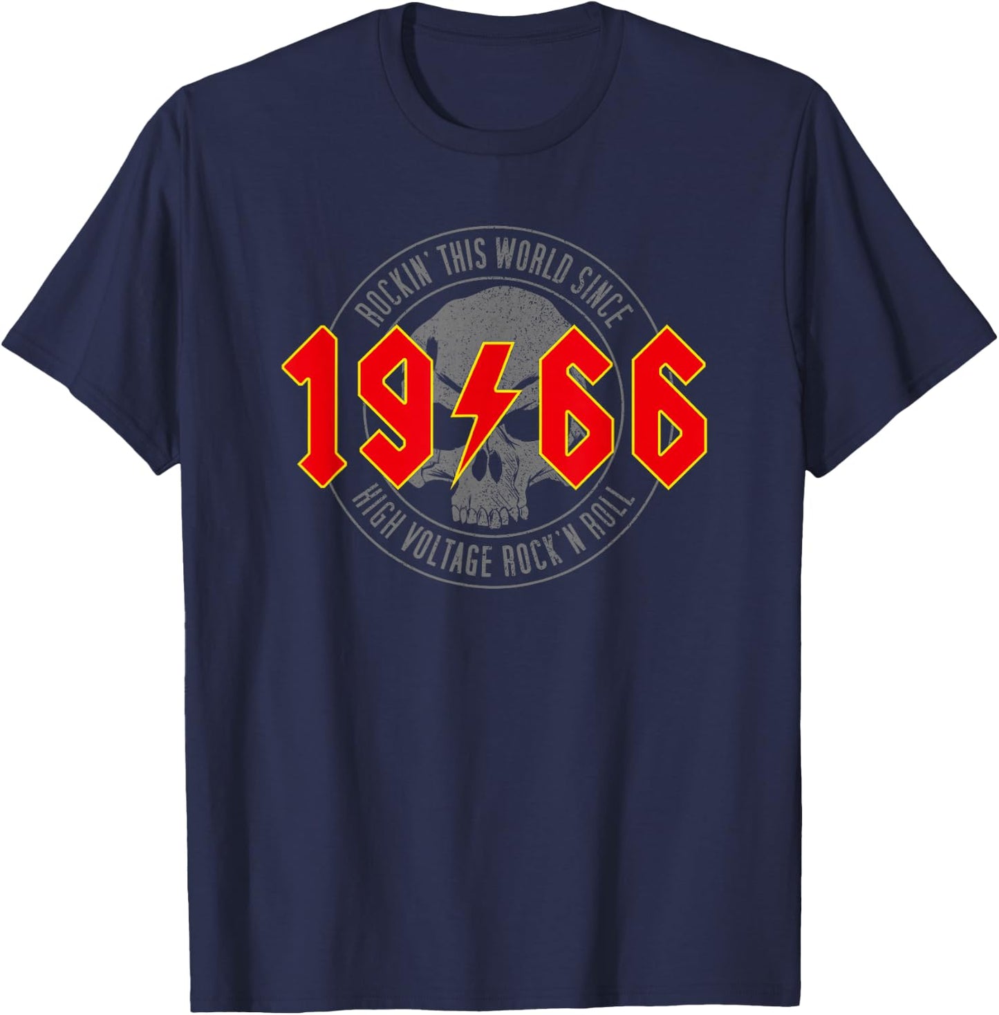 1966 Vintage Birthday Rock and Roll Heavy Metal , black T-Shirt - T-Shirt | Navy