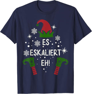 Es Eskaliert Eh! Elfen Familien Partnerlook Weihnachten T-Shirt - T-Shirt | Navy