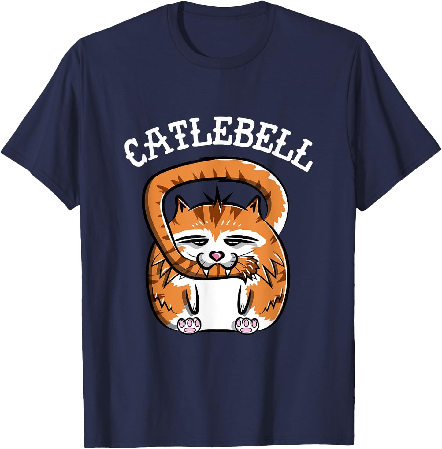 Catlebell Kettlebell Cat Workout T Shirt Gym Cat lover Women Kids T-Shirt - T-Shirt | Navy