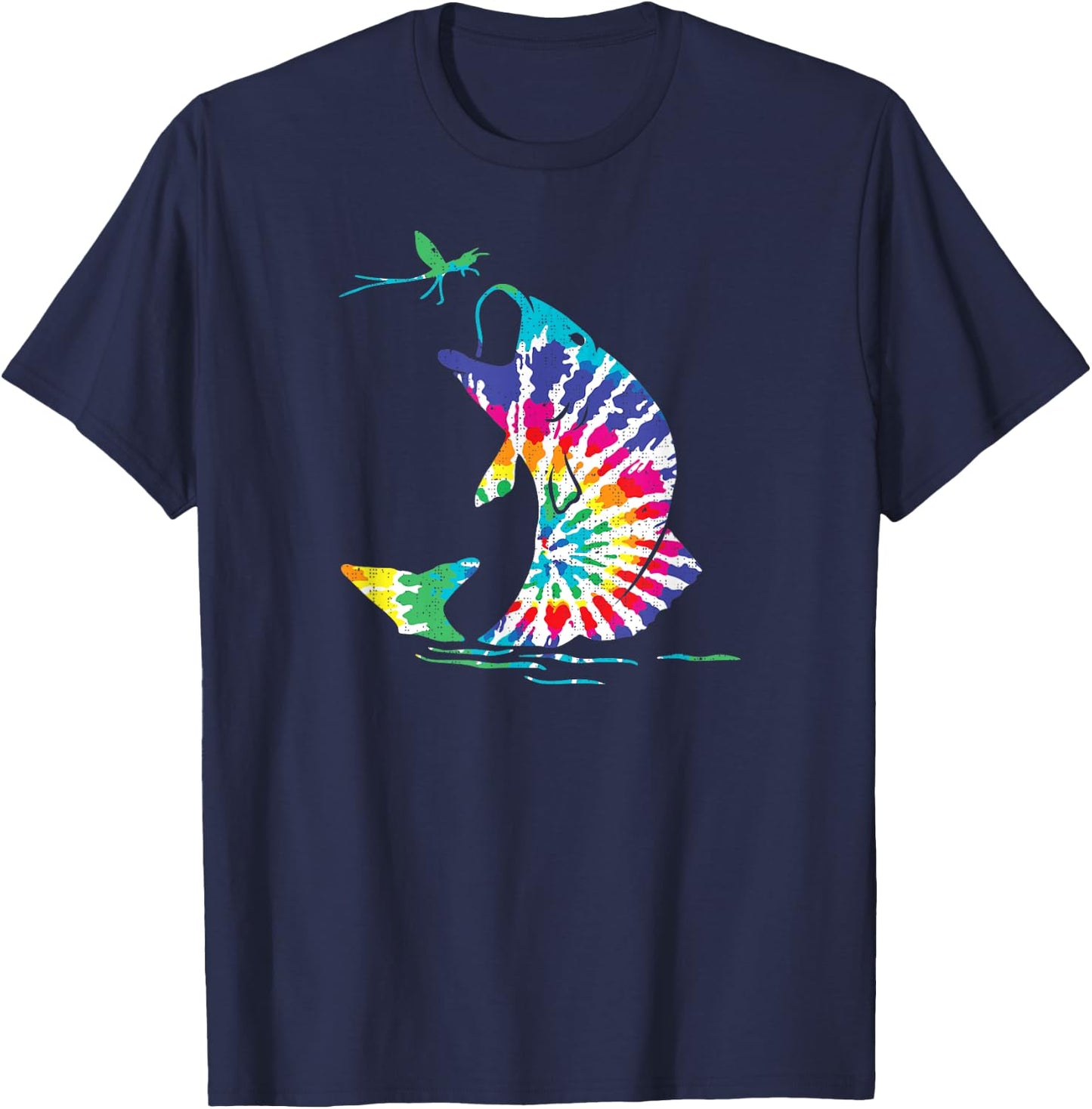 Tye Dye Fly Fishing Trout Bass T-Shirt - T-Shirt | Navy