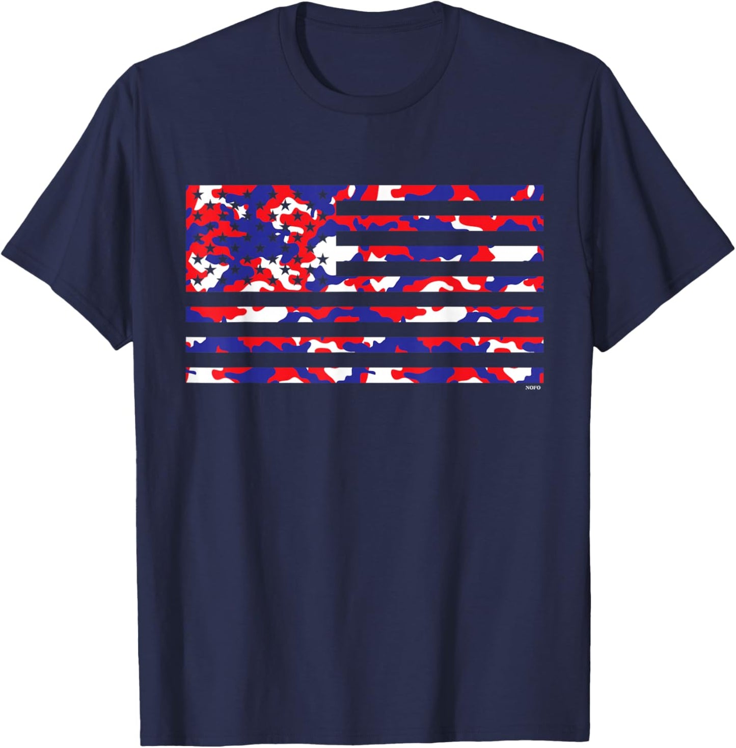 Red White and Blue Camo American Flag USA T-Shirt - T-Shirt | Navy