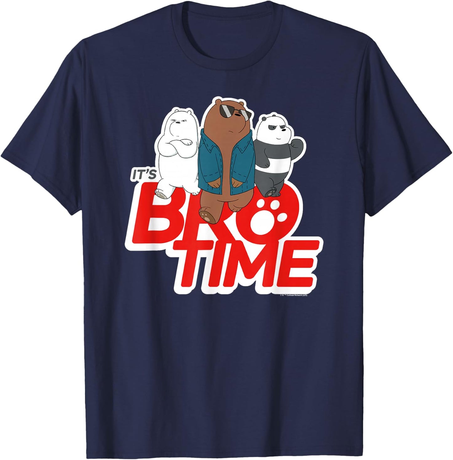 We Bare Bears Grizz Panda Ice Bear It's Bro Time T-Shirt - T-Shirt | Navy