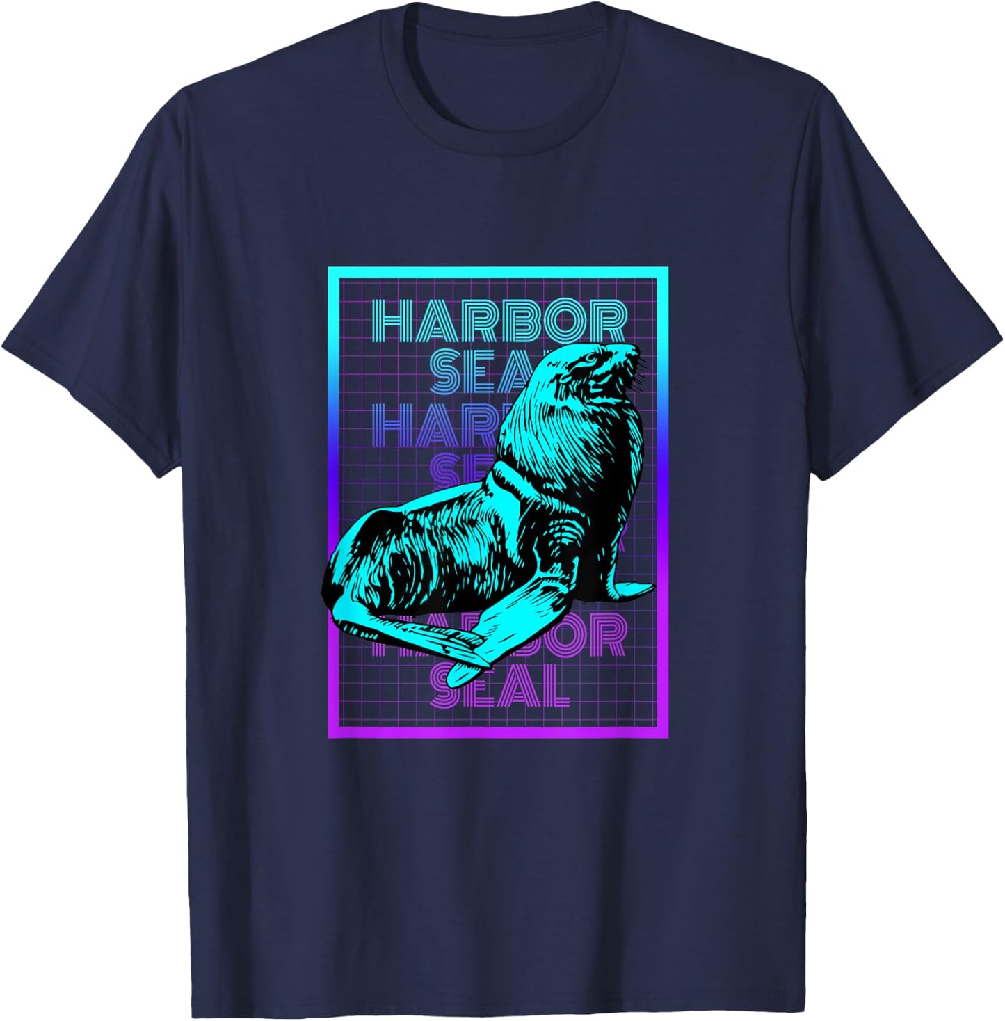 Harbor Seal Animal Vintage Retro Harbor Seal T-Shirt - T-Shirt | Navy