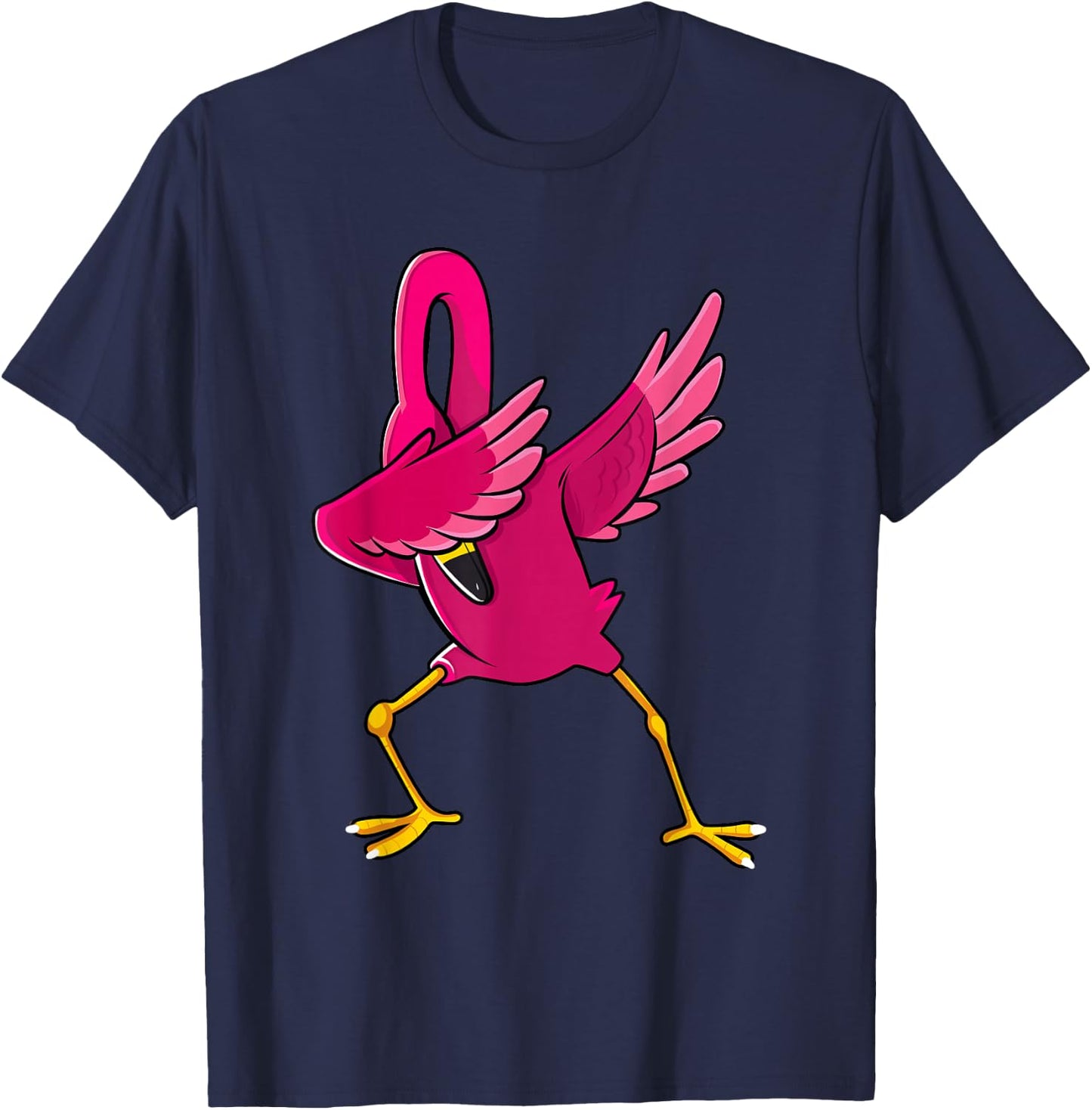 Dabbing Pink Flamingo Tropical Animal Lover Men Women Kids T-Shirt - T-Shirt | Navy