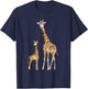 Mama & Baby Giraffe Wildlife T-Shirt - T-Shirt | Navy
