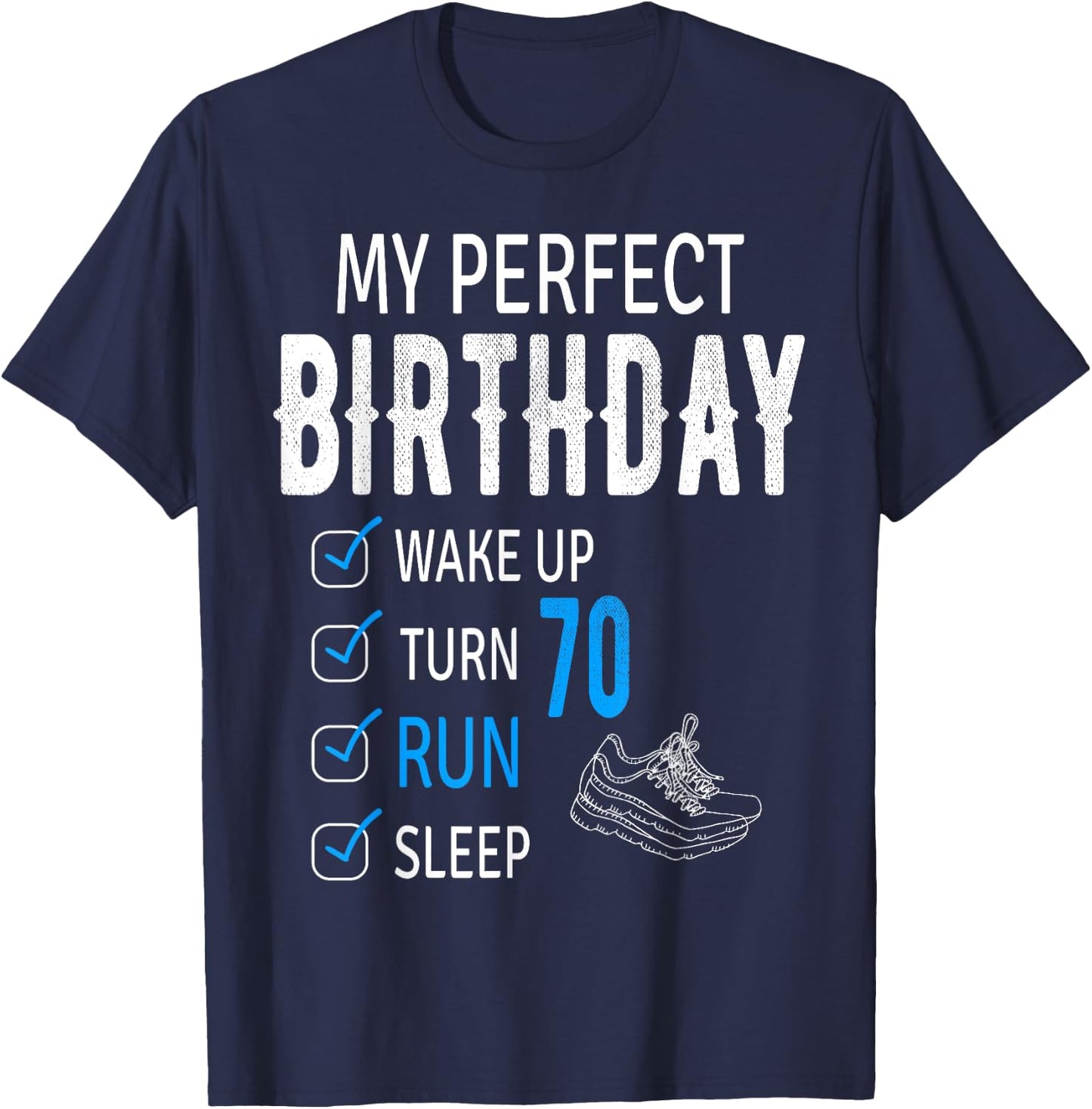 Funny Running Design for 70 Years Old Birthday Celebration T-Shirt - T-Shirt | Navy