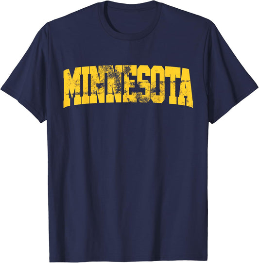 Retro Minnesota Vintage Minnesota Maroon Gold Throwback T-Shirt - T-Shirt | Navy
